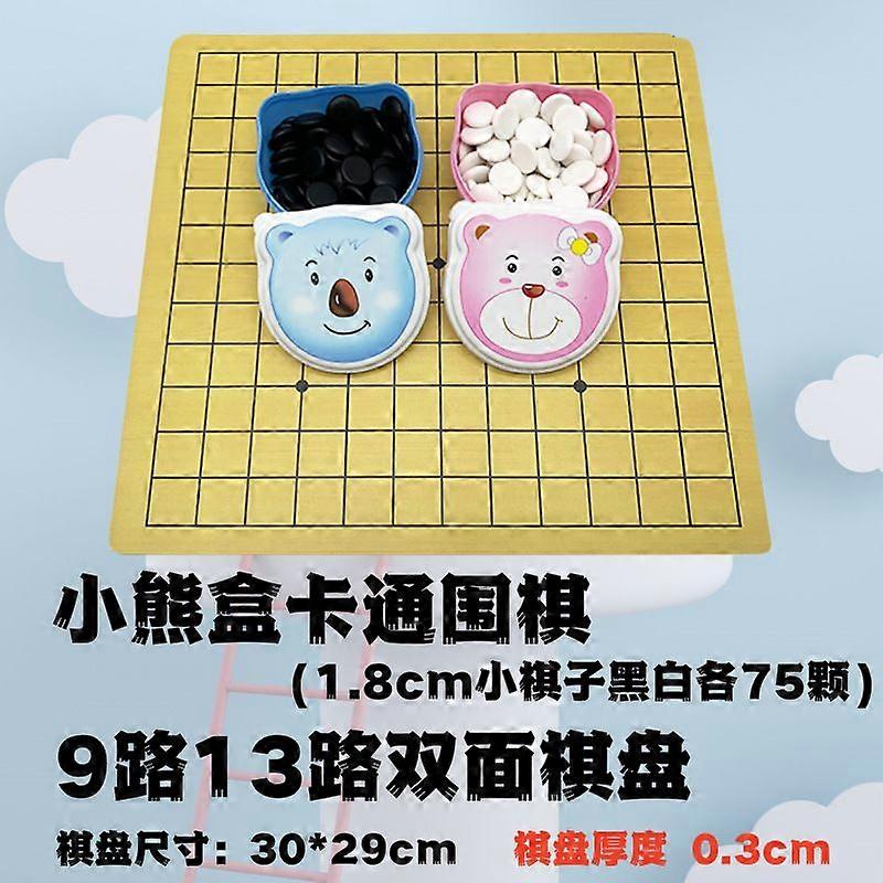 Cartoon Go Game Set For Kids Double-Sided Board With Cute Bear Box Portable Strategy Board Game Beginners Lightweight Travel Chess Kit For Family