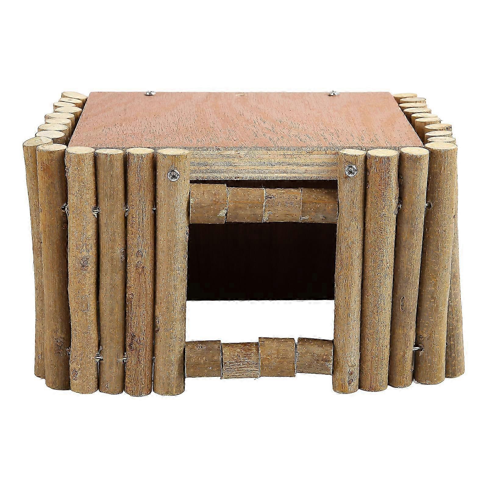 Natural Wooden Hideout for Small Animals with Teeth Grinding Multifunctional Sticks