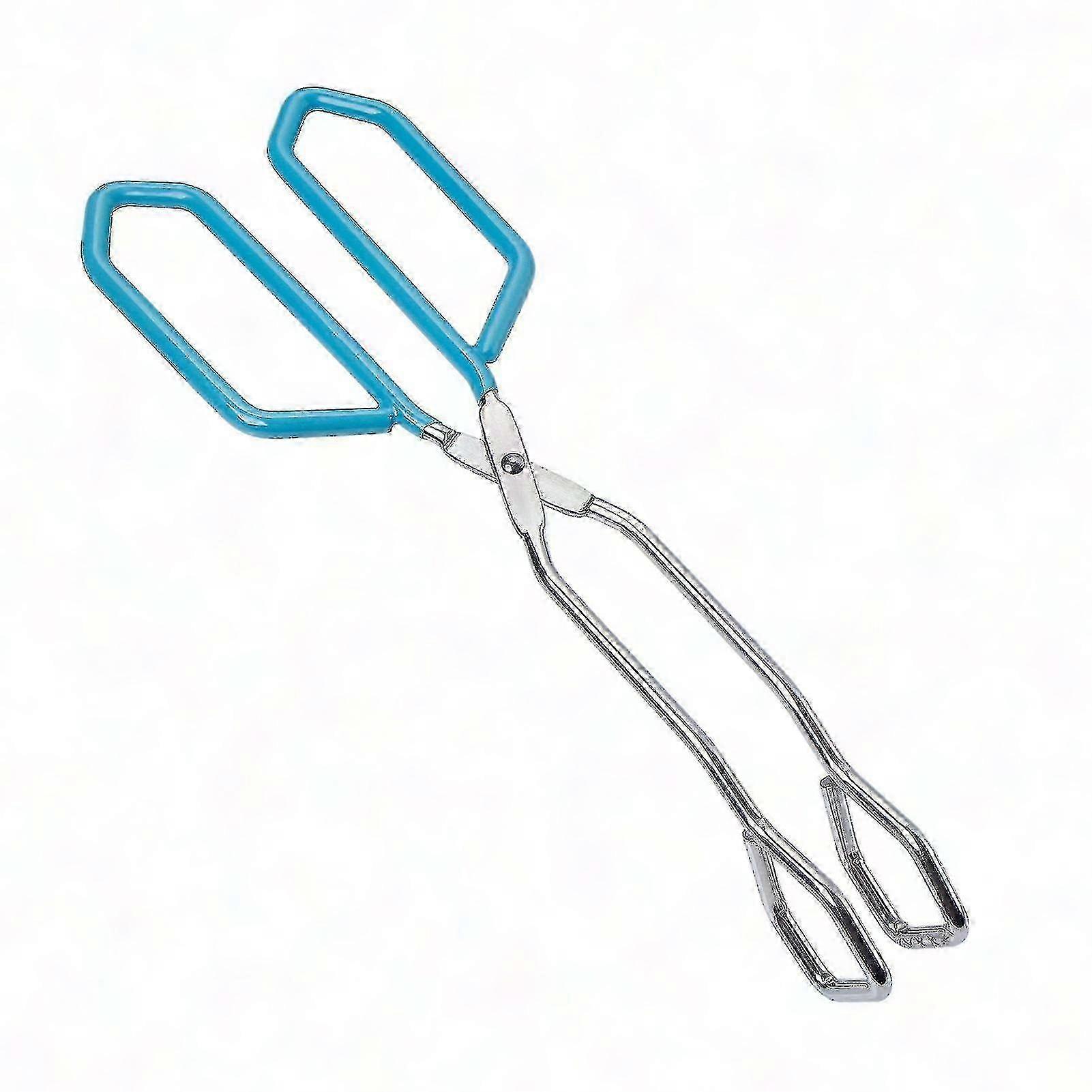 Stainless Steel Scissor Tongs with Wrap Handle - Angled Food Clamp for BBQ & Bread