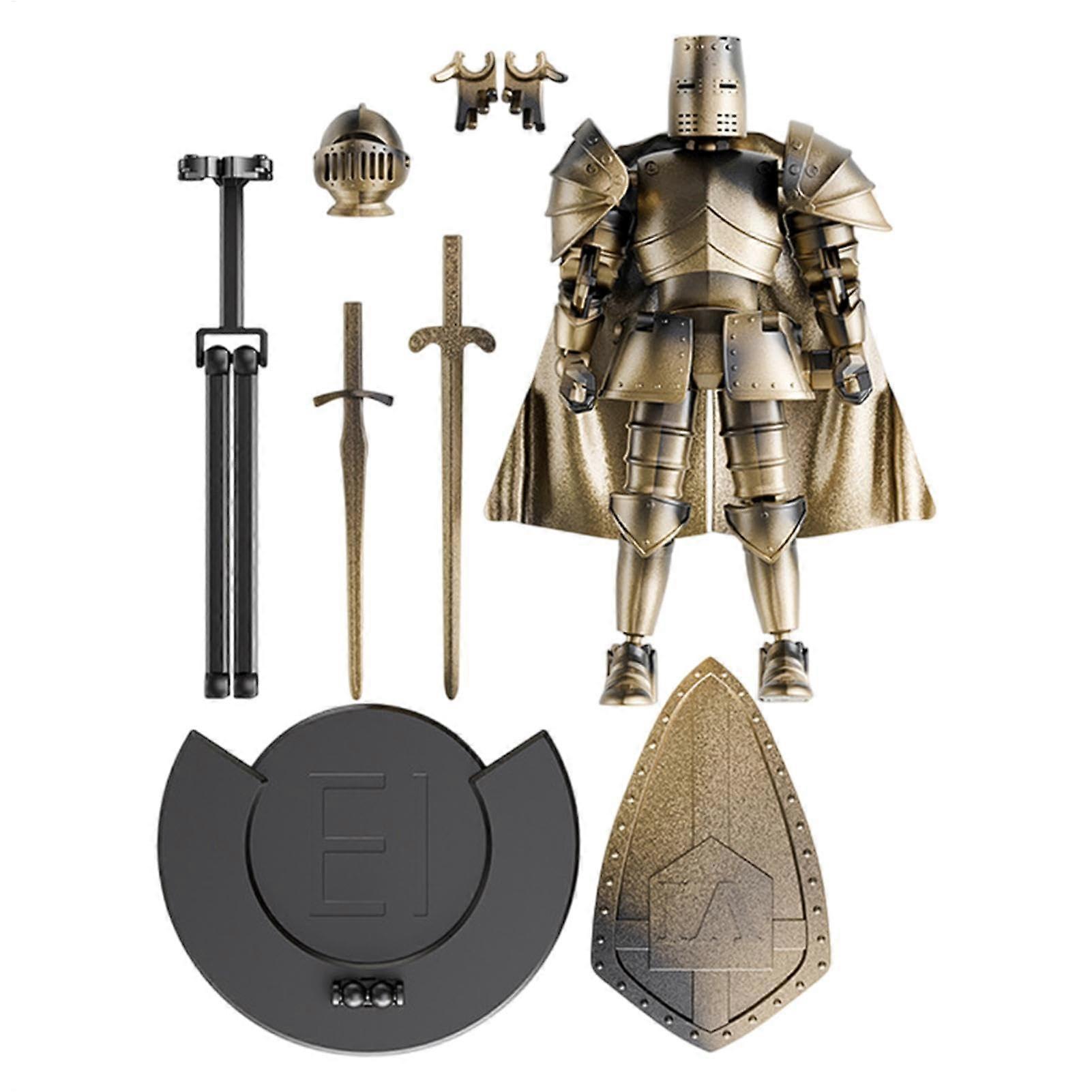 Medieval knight action figure  Desktop movable figurine decor with removable base