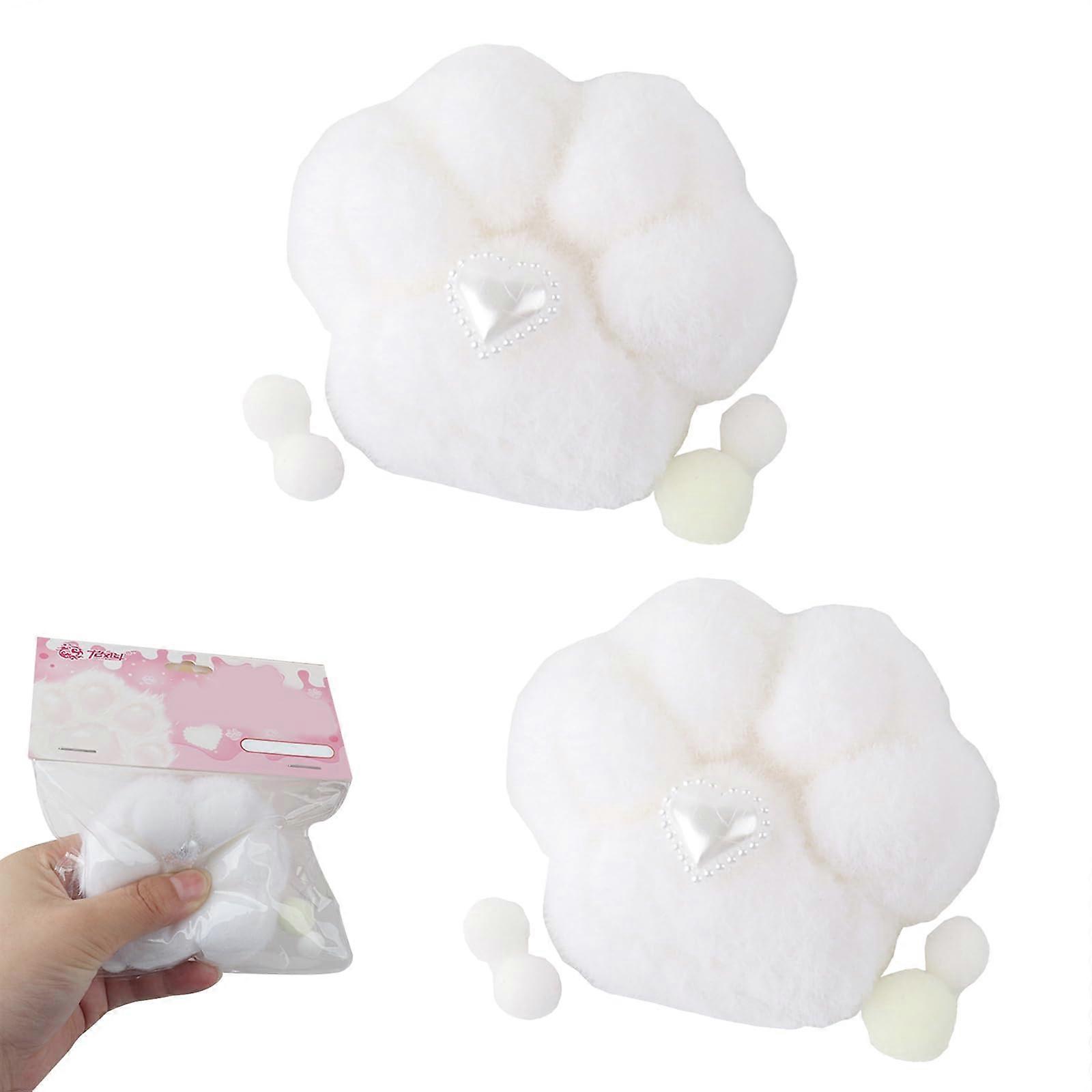 Pack of 2 Cat Paw Squishy Stress Balls, Soft White Anti-Stress Fidget Toys for Kids, Relaxing Cat Paw Design
