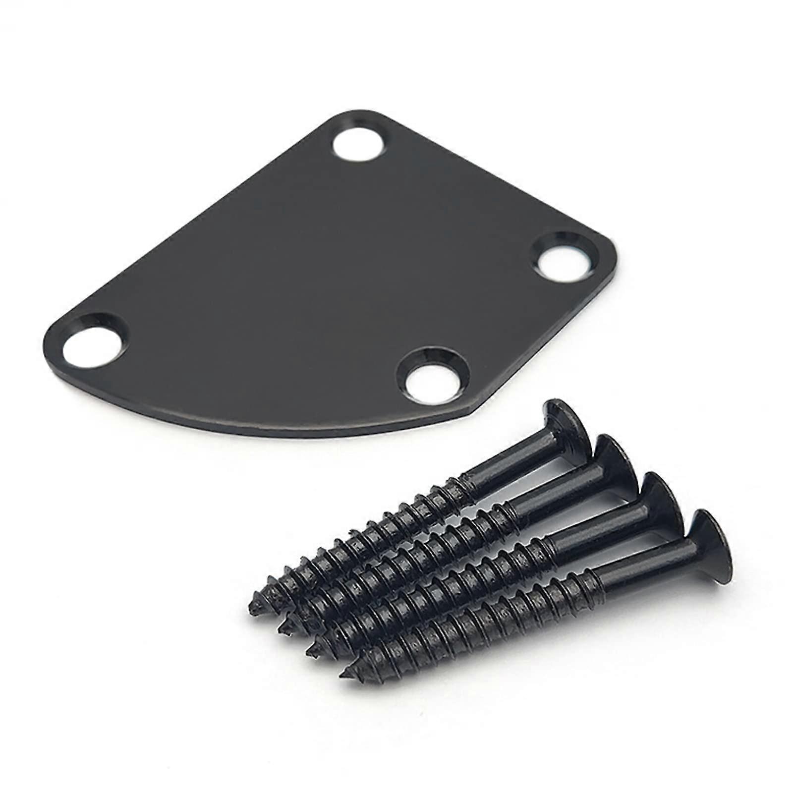 Half-Round Neck Mounting Plate With 4 Screws For Electric Guitar And Bass Black Replacement Part