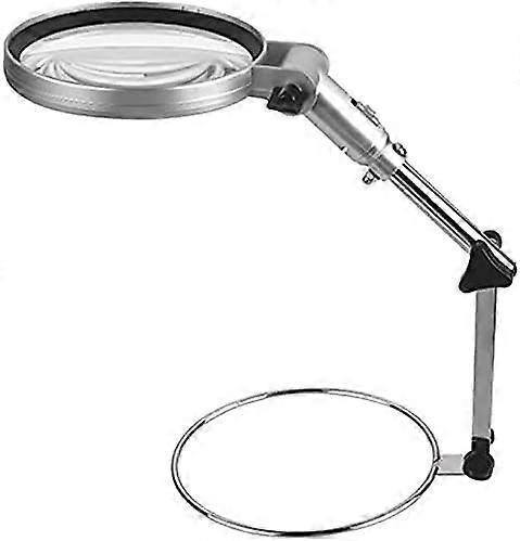 Lupe, multifunctional, 2.5x magnification on stand, clamp arm, hands glass, table lamp, stand, magnifier, interesting