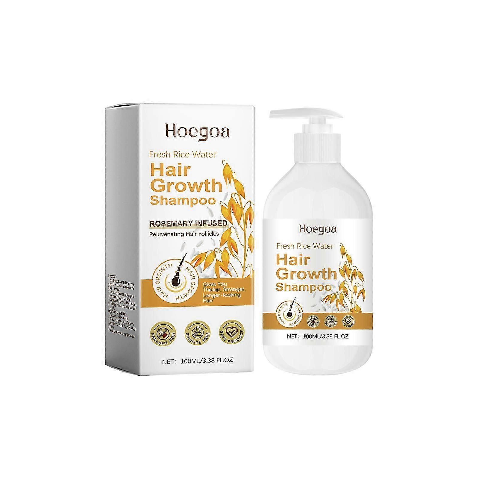 Hoegoa Shampooing à l’eau de riz Shampooing nettoyant pour cheveux crépus moelleux et doux Shampooing soin brillant