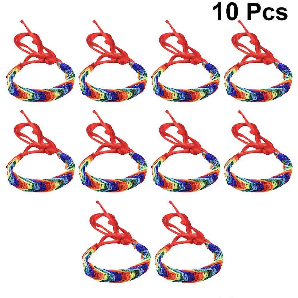 Children's Bracelets Multi-Colored Handmade for Beach Party and Dancing Party 10-12cm 10Pcs