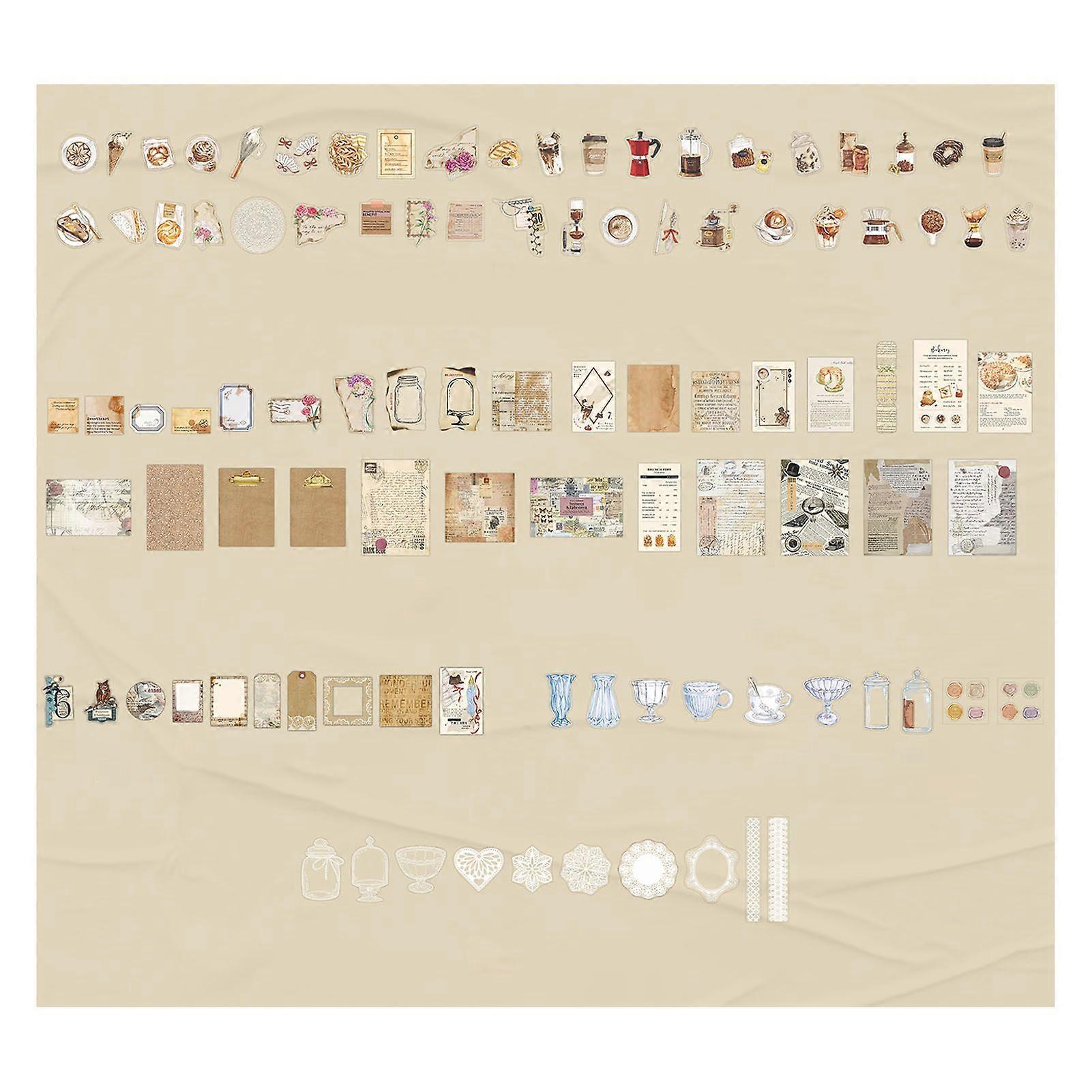 2025 Latest Model  260 Sheets Vintage Scrapbook Accessories Set Assorted