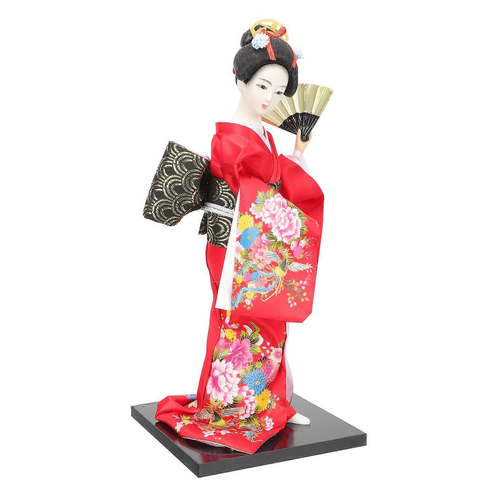 Asian Decor Geisha Ornaments Desktop Geisha Kimono Decor Flat Bottom Base Fabric 1Pack