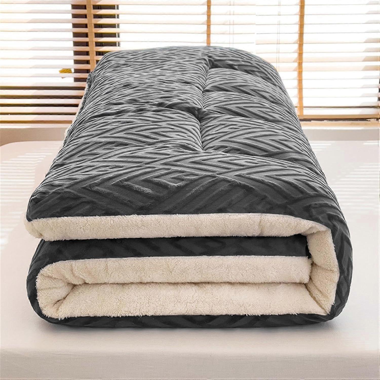 Japanese Tatami Floor Mattress, Plush Lambsfaux wool Foldable, 100x200CM 002