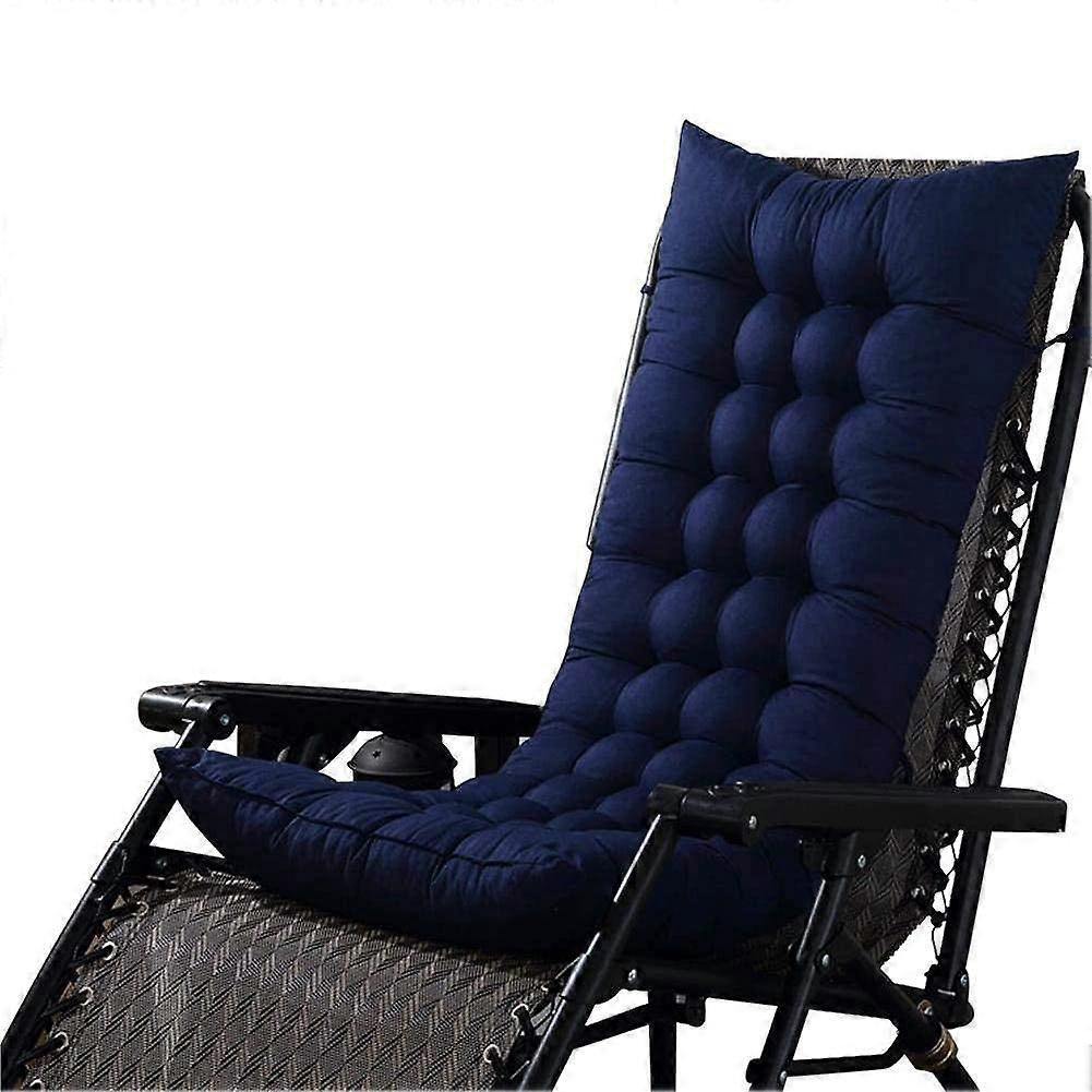 Rocking chair cushion with backrest thick portable terrace lounger pad, foldable for chaise longue relaxation, gray, 48 x 155 cm