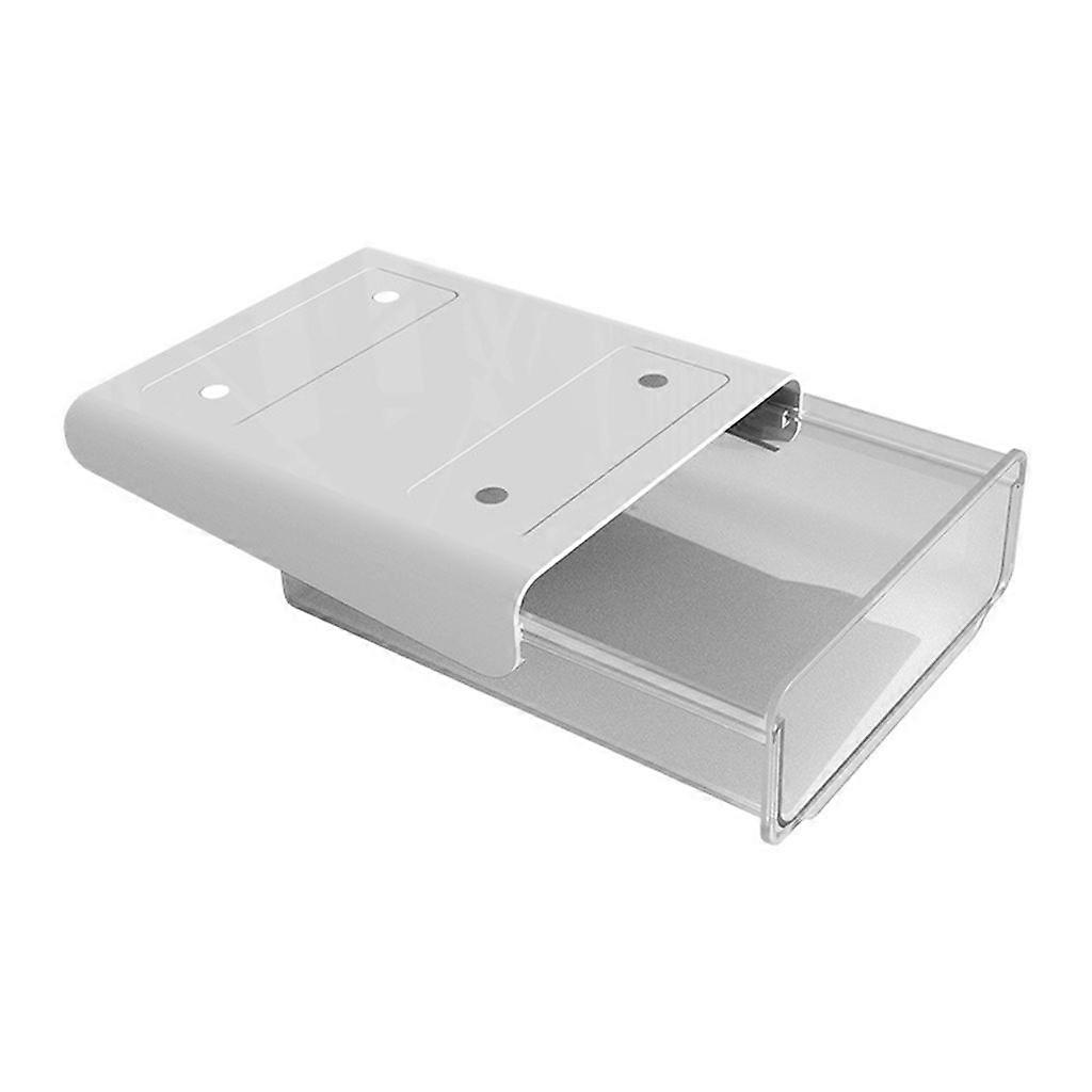 Drawer-style under-desk storage box self-adhesive hidden office home storage box-white