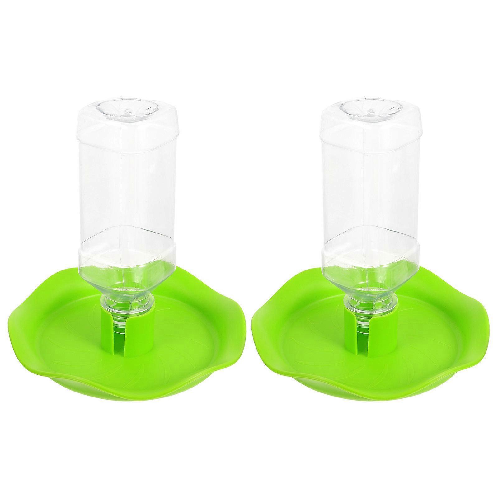 Lotus Leaf Shaped Pet Water Feeder for Reptiles Stable Anti Slip Design Green Plastic 2 Sets
