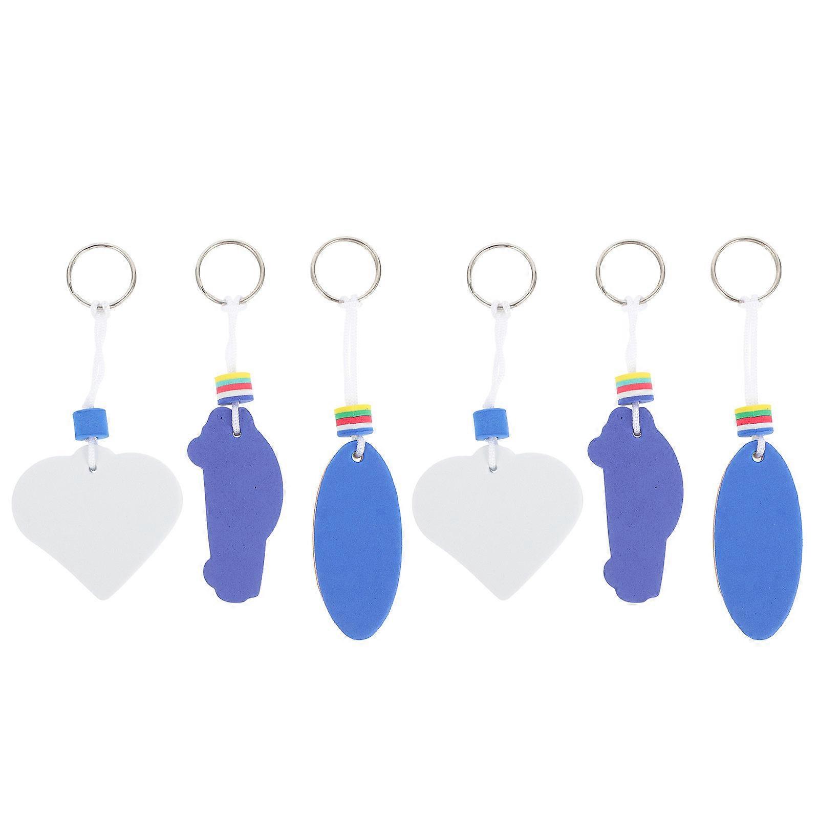 Buoyant Key Chain Water Sports Accessory EVA Material 3.14X1.38X0.59inch Floating Function 6Pcs