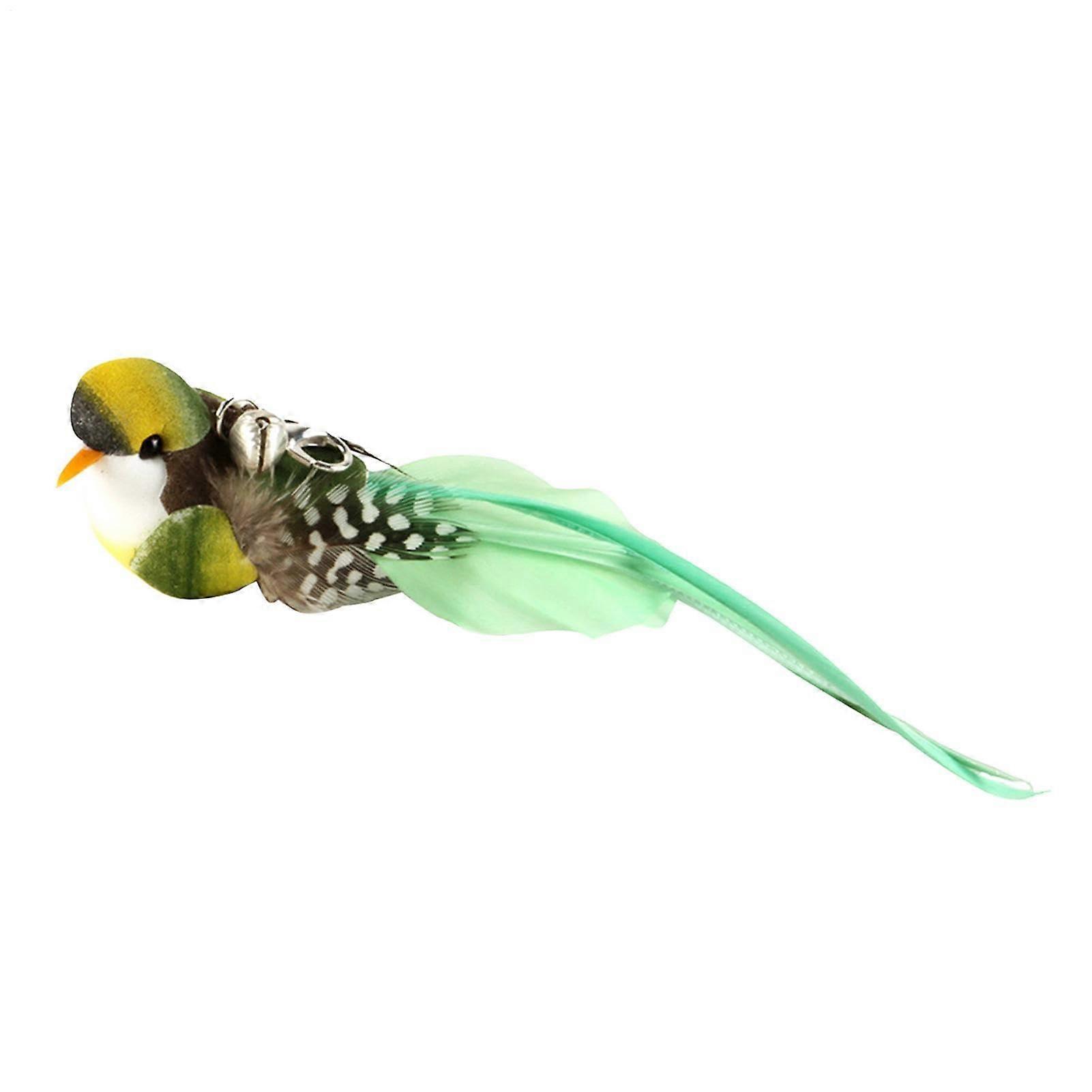 Bird Cat Toys – Colorful Spring Teaser with Long Handle for Kittens, Green Toy
