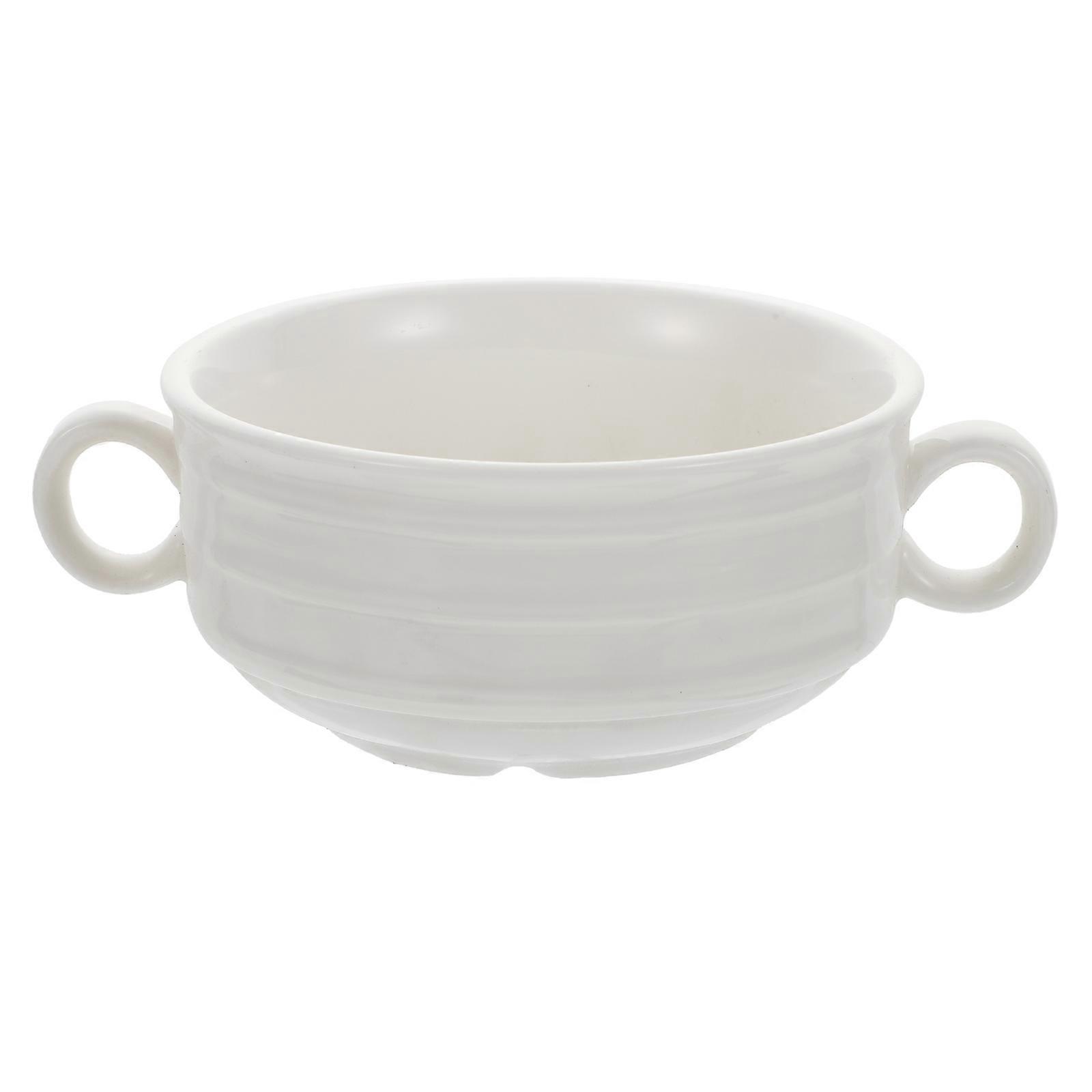 Sturdy Ceramic Stew Pot Double Ear Steaming Bowl Easy to Clean Suitable for Camping 1Set