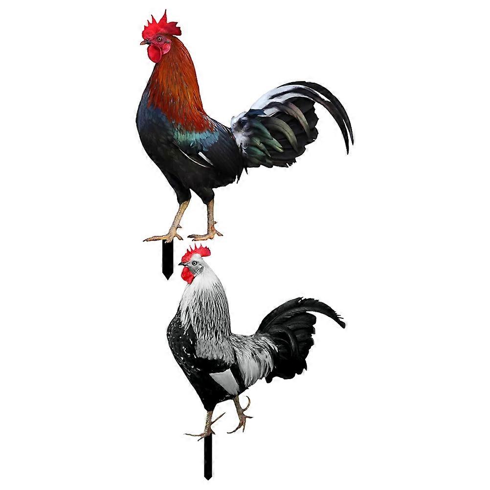 Here's a polished and professional product description based on your input:
 
**2pcs Lifelike Acrylic Chicken Stake Garden Ornament – Durable &