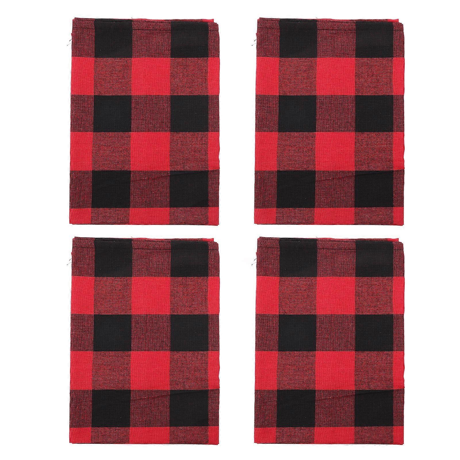 4pcs Checkered Kitchen Towels Super Absorbent Dish Cloths for Household Cleaning Durable Multi Purpose Red Dishcloths