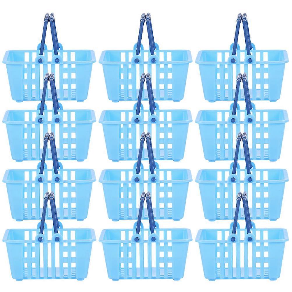 Mini Plastic Retail Basket Pretend Play Dual Handle 12Set