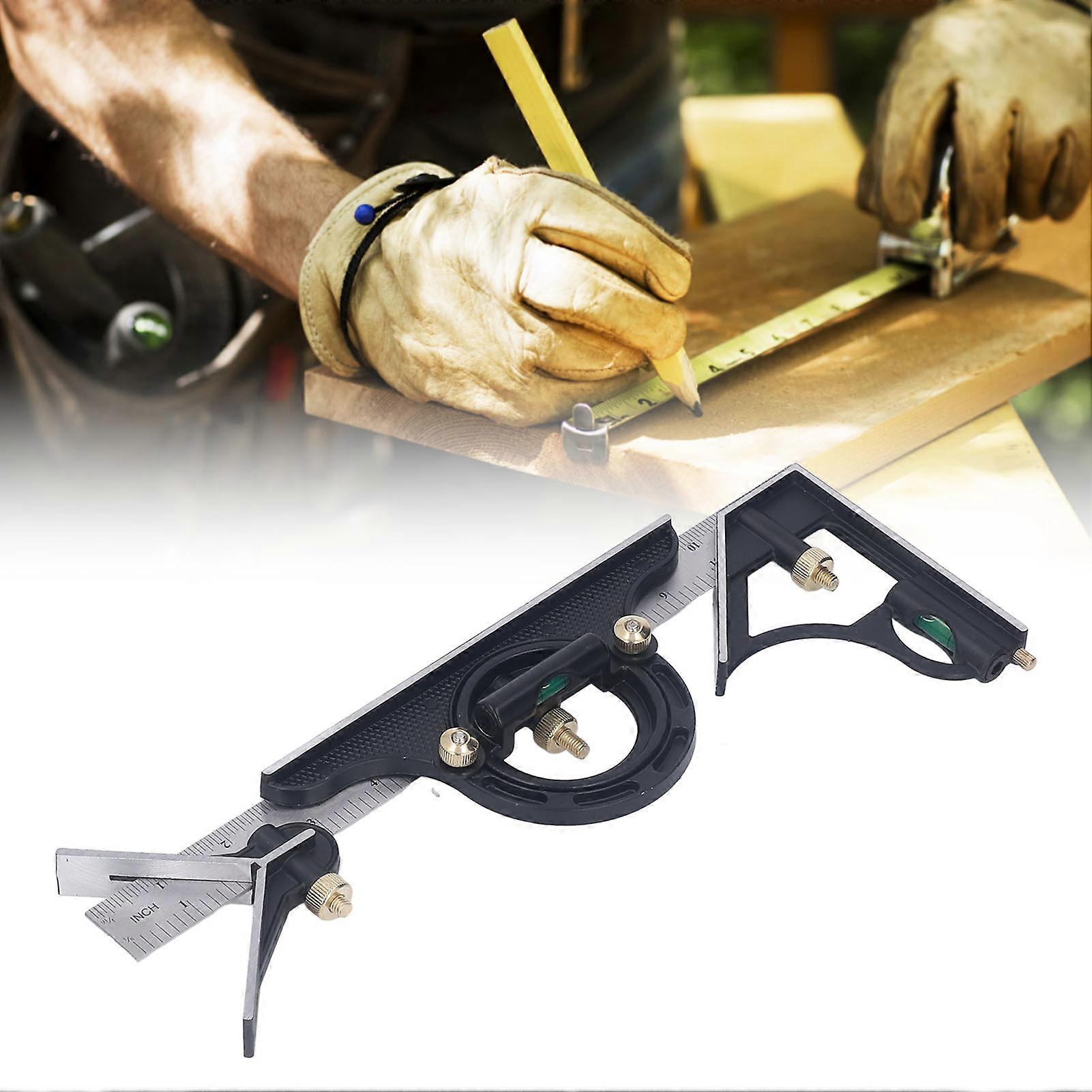 300MM Combination Square Length Depth Angle Measuring Ruler Stainless Steel Multifunctional Gauge 