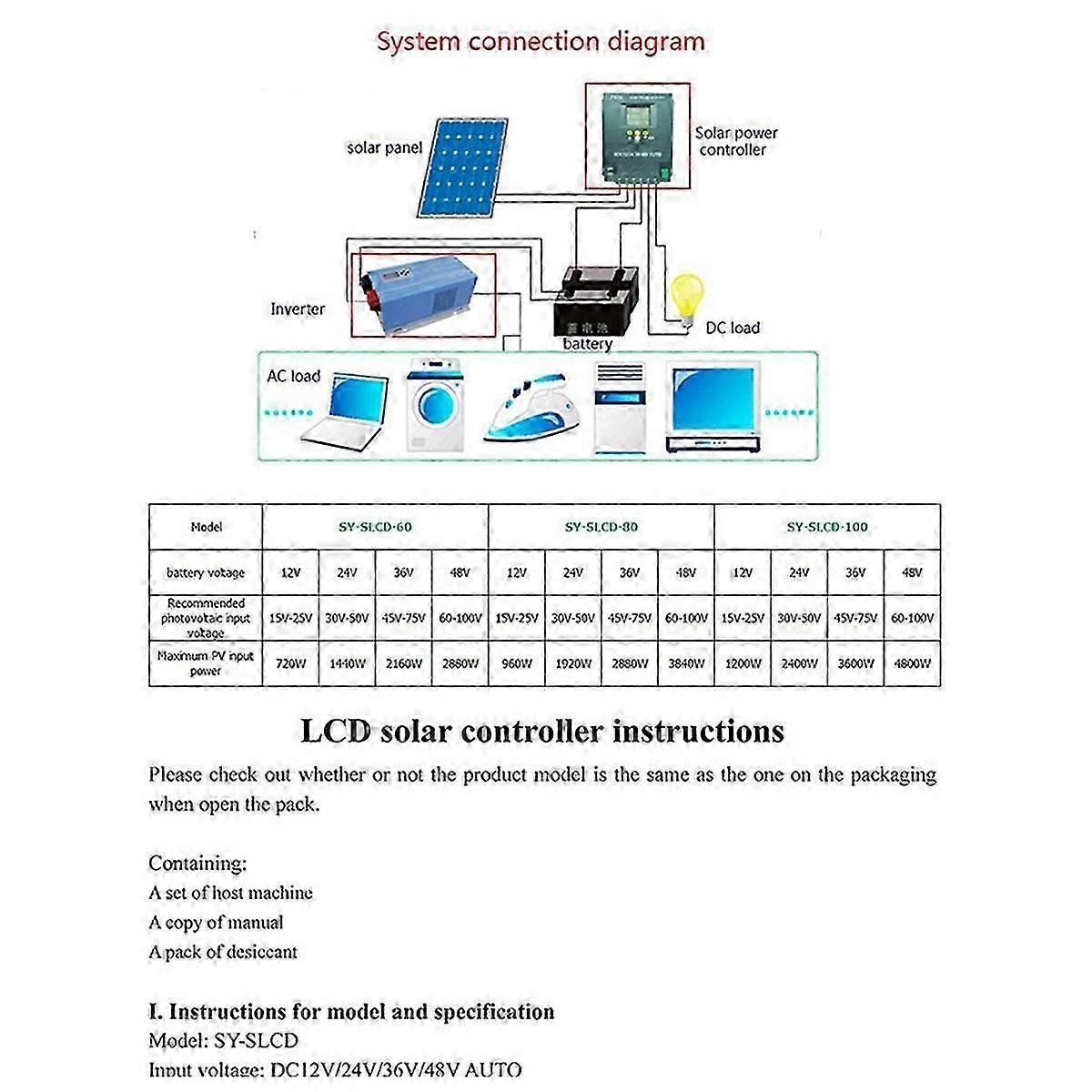 60A MPPT Solar Charge Controller 12V 24V 36V 48V Batteri System Auto