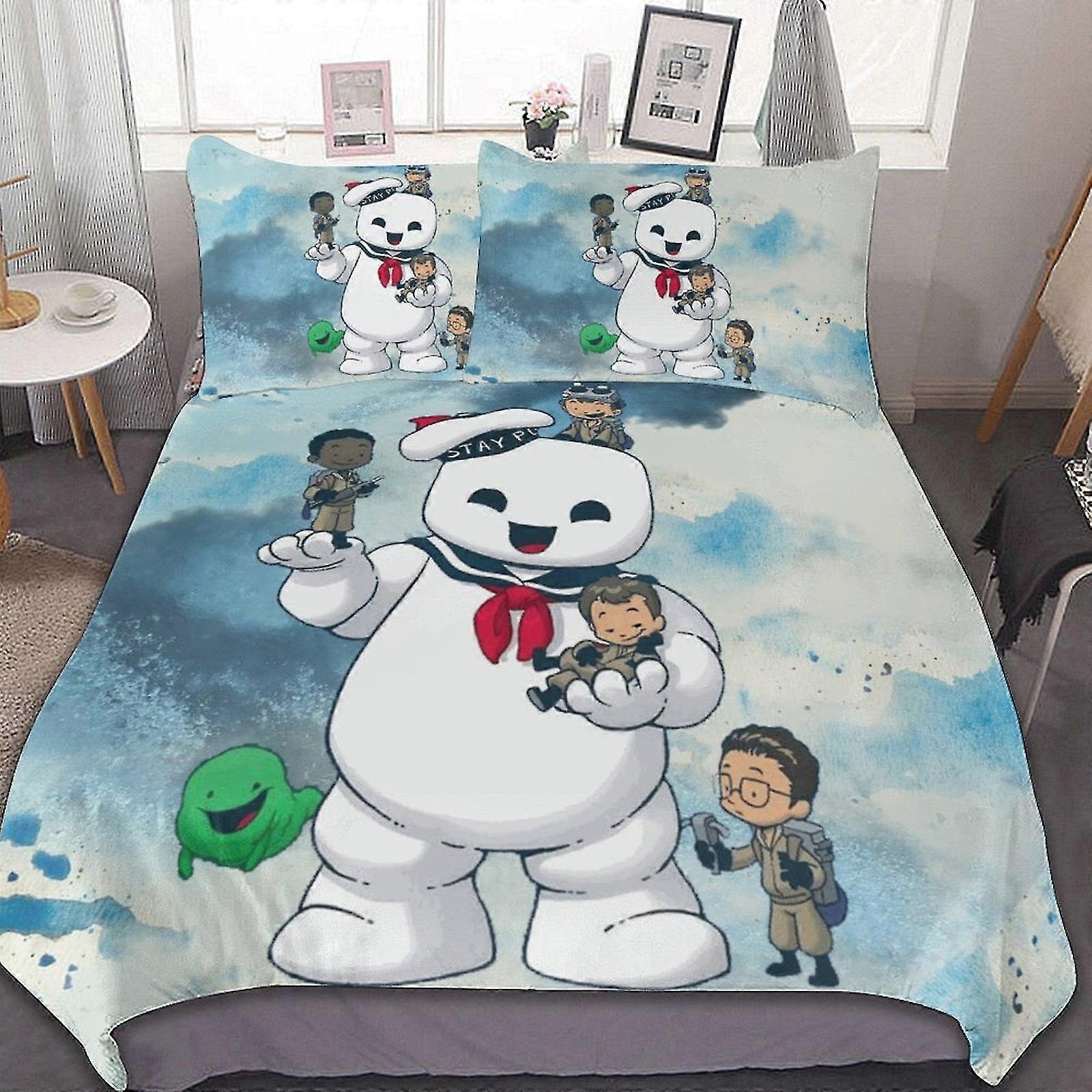 Conjuntos de cama de 3 peças inspirados em Ghostbusters Conjuntos de edredom macio para decoração de quarto com 1 capa de edredom e 2 fronhas