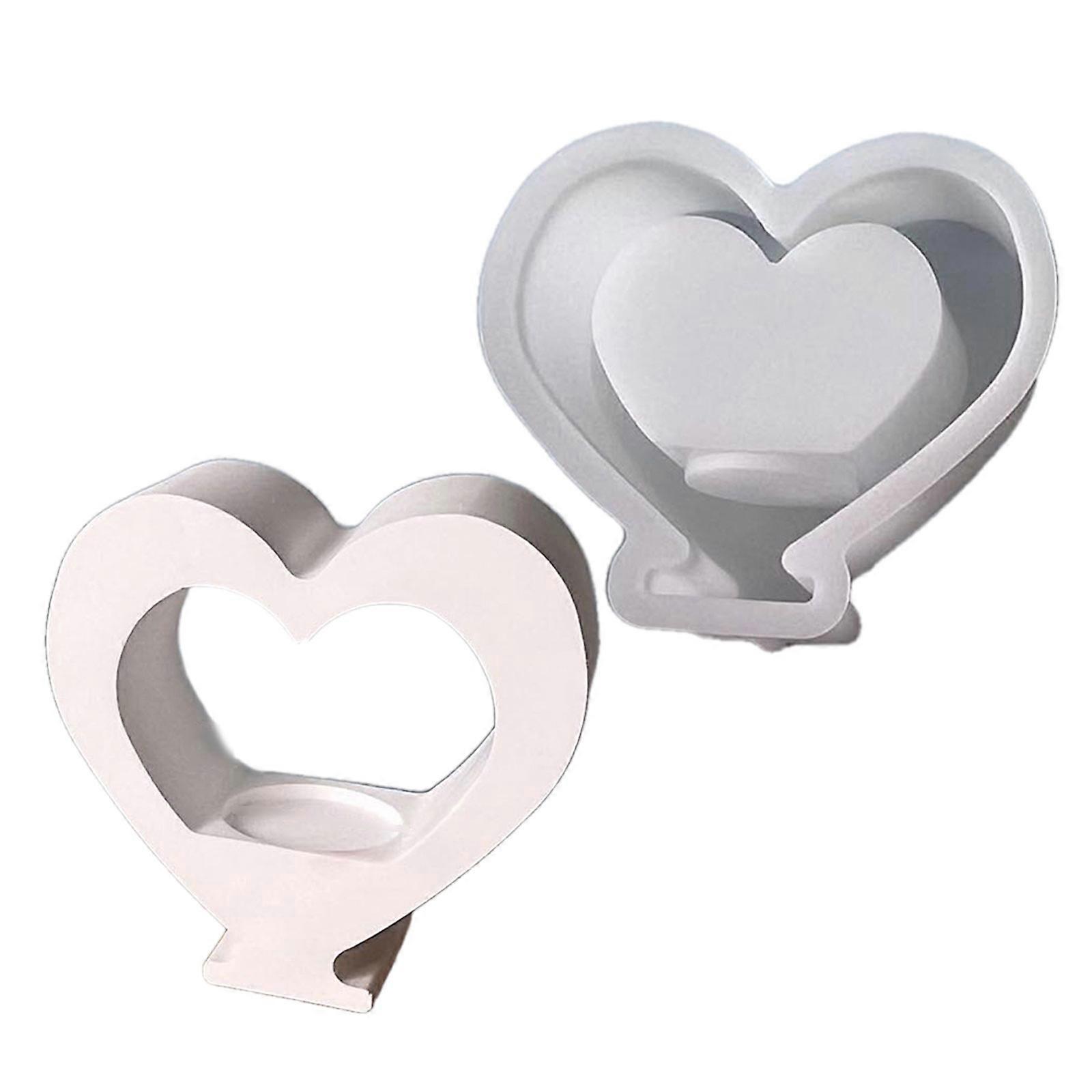 Heart Silicone Candlestick Mold Christmas Themed Silicone Molds Easy Demolding for Resin Craft Tealight Candle Holder Multicolor