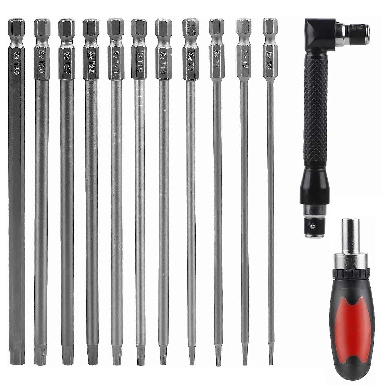 Torx Screwdriver Set, Includes Two Torx Drivers, 150 Mm Long Bits, T6-T40 Sizes, S2 Steel Star Heads