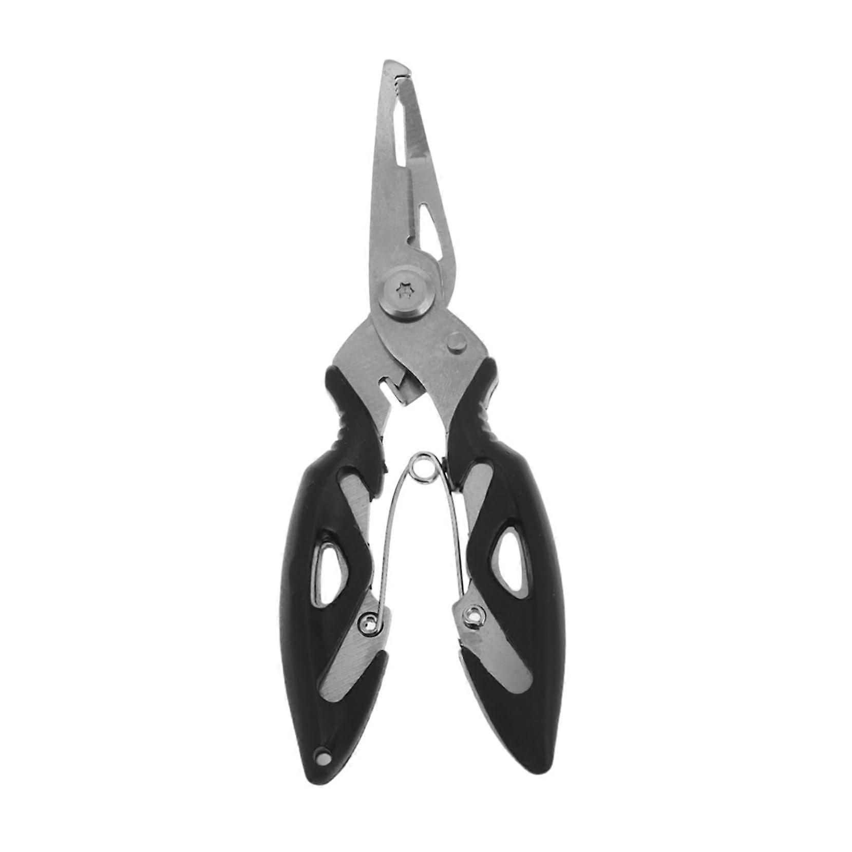 Fishing Bait Scissors Carbon Steel Saltwater Tongs Long Nose Fishing Pliers with Plastic Handle for Line Management