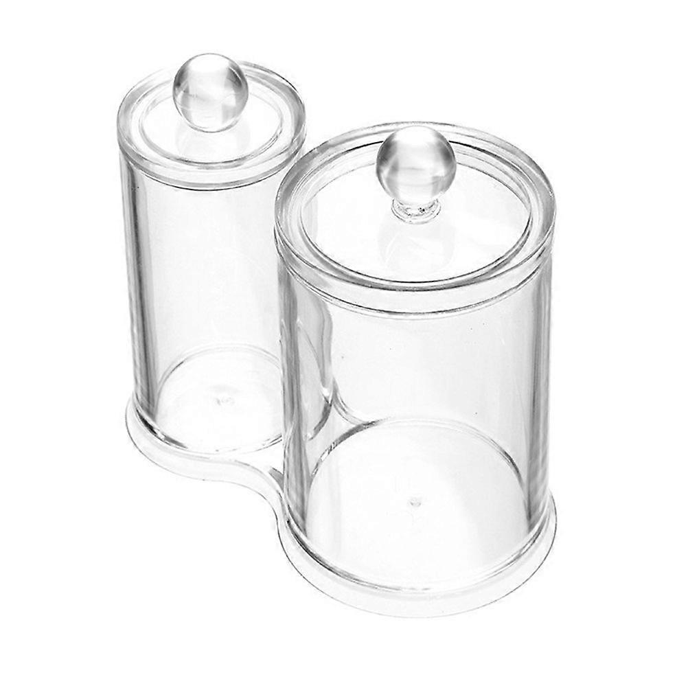 Transparent Acrylic Dual Compartment Cotton Swab Organizer for Home with Protective Lid 4.5 Inches