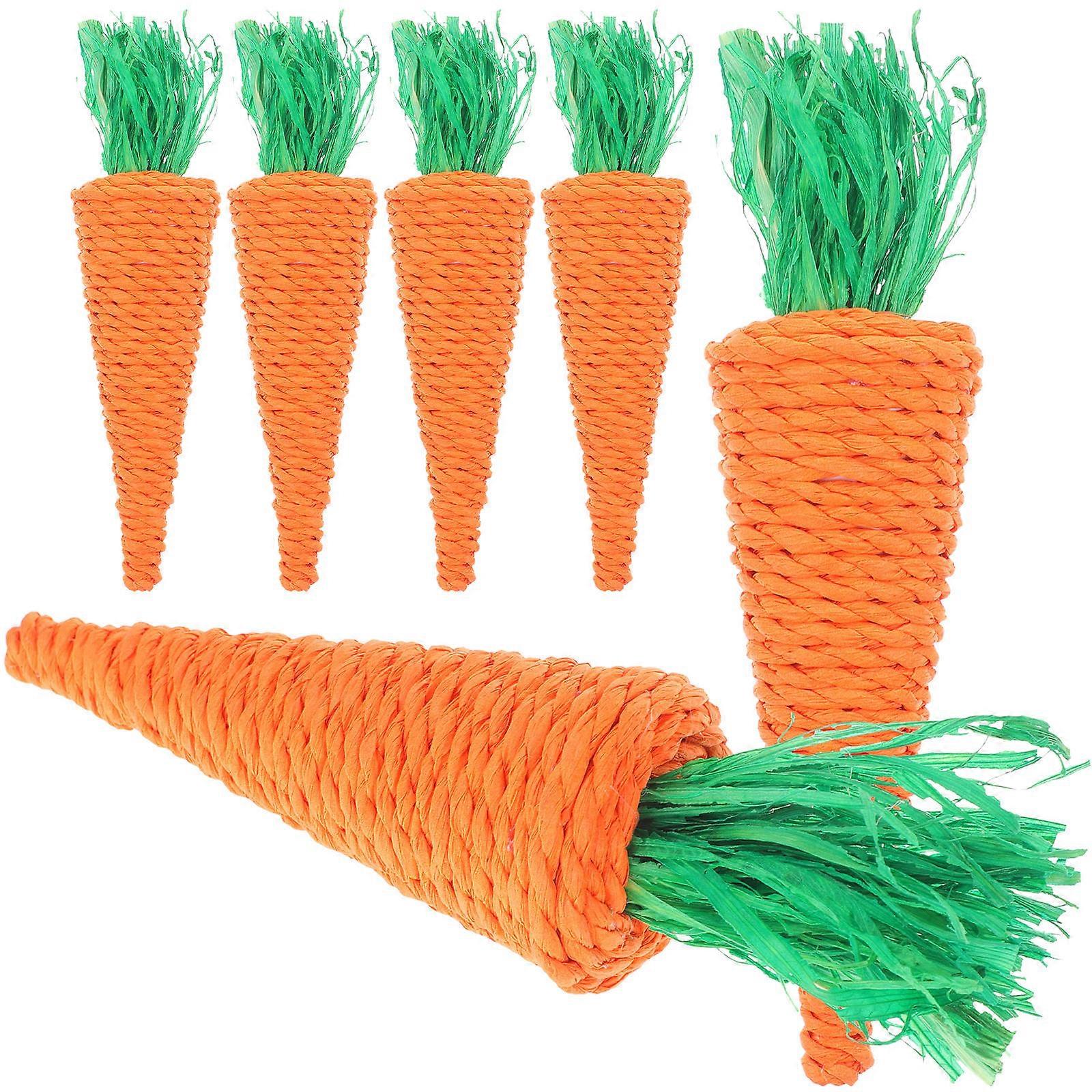 6pcs Pet Rabbit Woven Molars Easter Carrot Prop for Home Orange Paper Rope Toys Small Pets Safe Chew