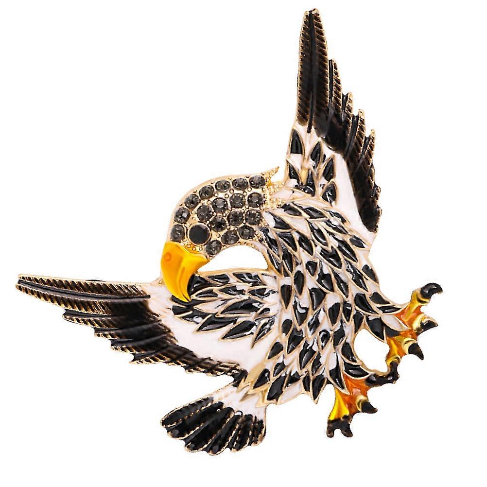 Masteelf 1Pc Créatif Aigle Oiseau Forme Broche pour Hommes Mode Habillement Accessoire Noir