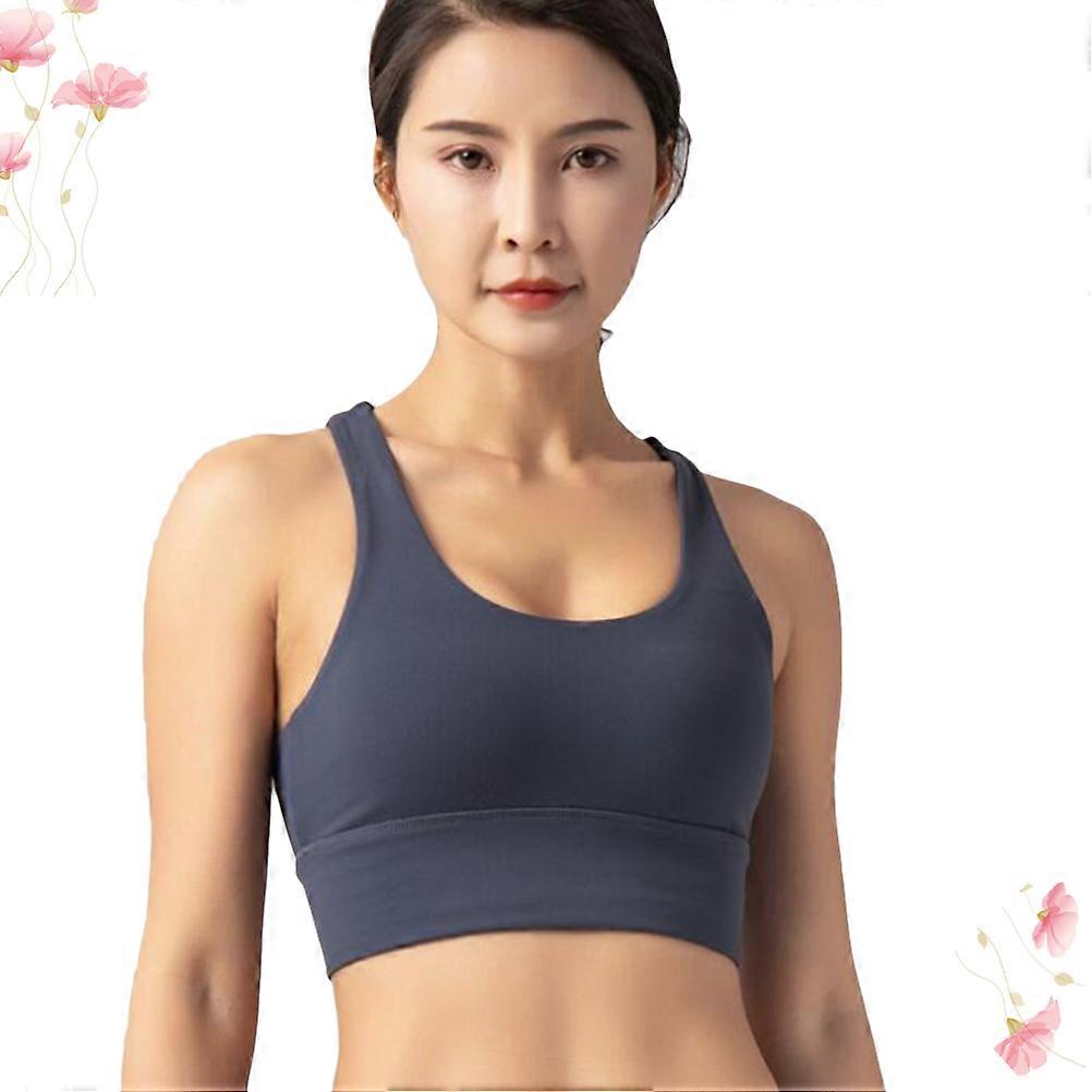 Gym Clothes Women Sports Vest Shockproof Gather Blue Size S Underwear Yoga Clothes 1Pcs