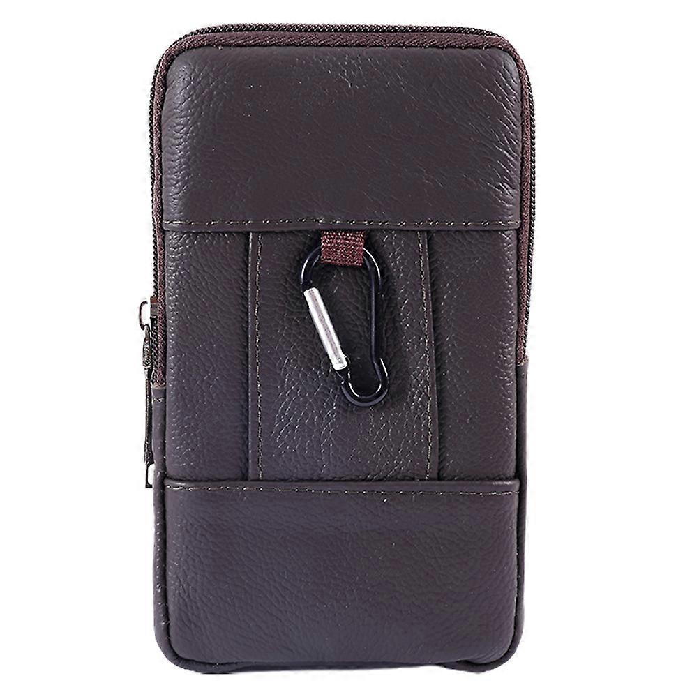 Stylish Vertical Phone Pouch with Strap Hook – Versatile Business Waist for Men, Fashionable Design, Deep Coffee