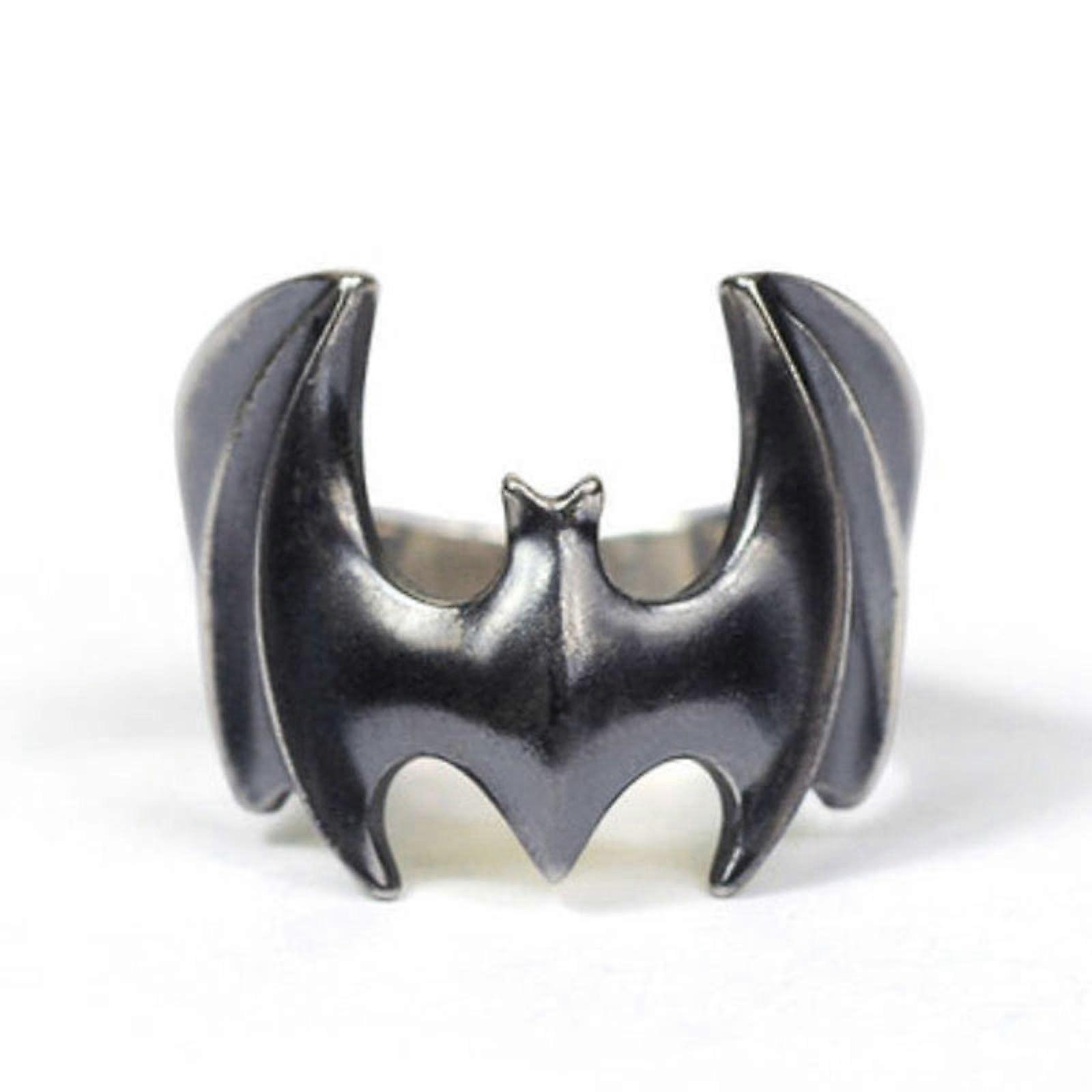 Ring Women's Bijouterie Adjustable Black Bat Pattern Exaggerated Resizable Cold Wind Craft Jewelry