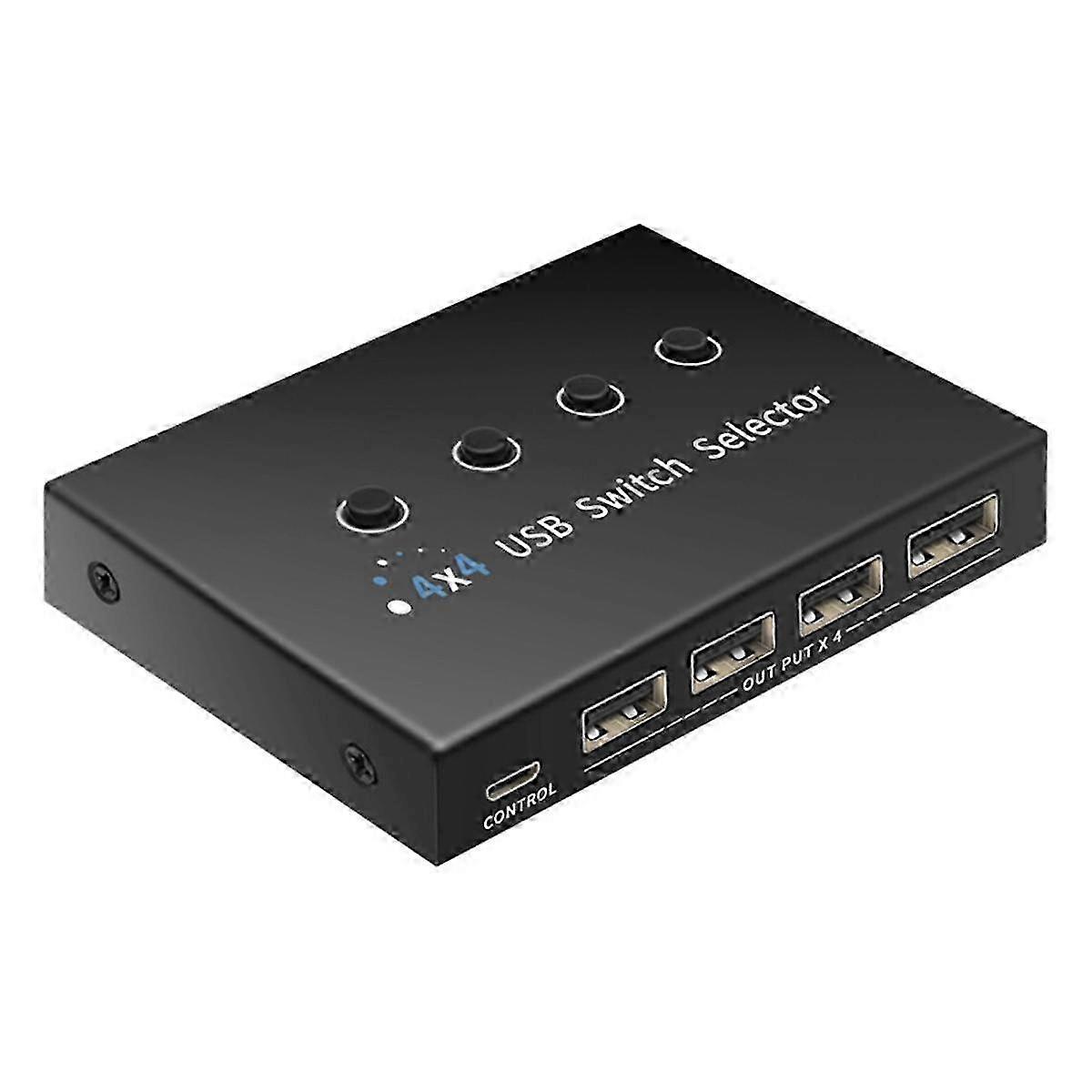 USB Switcher Selector 4 Computer Sharing 4 USB Devices Printer, Scanner, Mouse, Keyboard, with 4 Pack USB 3.0 Cables