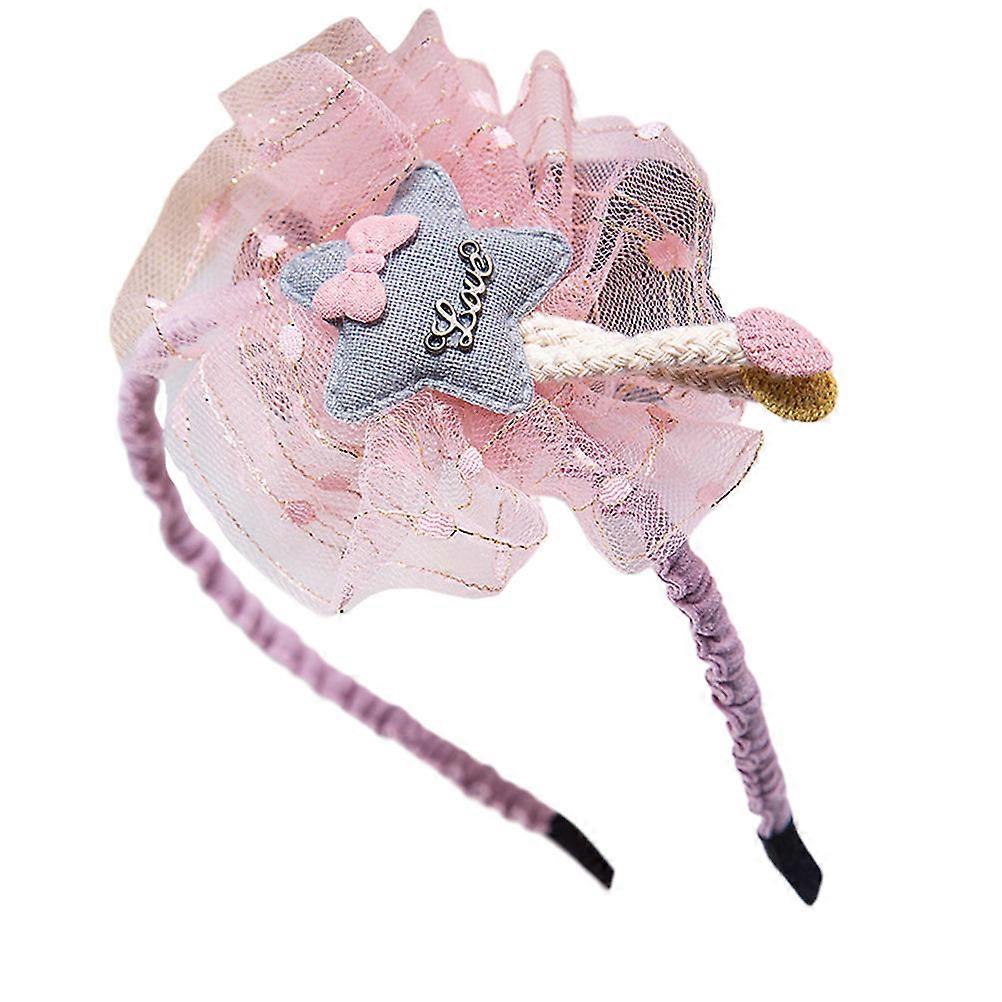 عصابات رأس للبنات على شكل نجمة مادة القماش وردي 15 × 12 × 2 سم تبقى بثبات على الرأس 1 قطعة