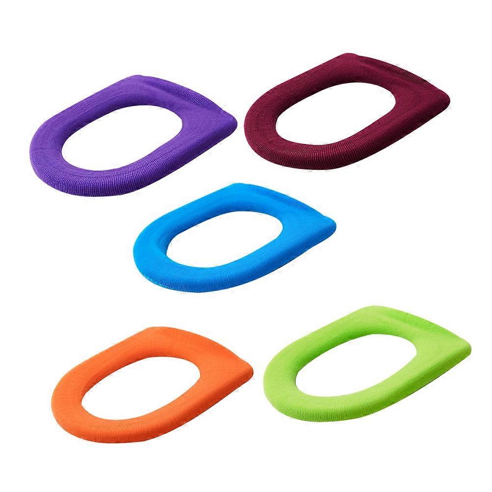 Comfortable Toilet Seat Cover Pads Durable O-Shaped Toilet Mat for Bathroom Use Assorted Color 30X36CM 5Pcs