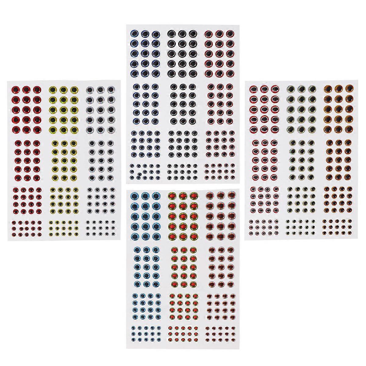 Artificial Fishing Bait 4 Sheets Fishing Lure Eyes Realistic Finish Self Adhesive Backing For Fishermen 4Sheets
