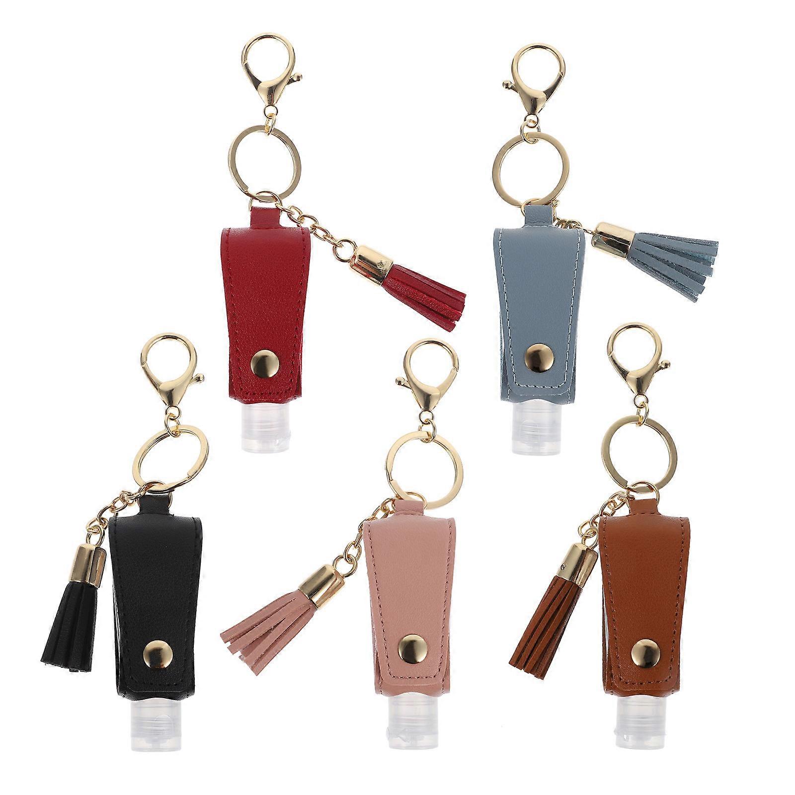 Hand Holder Travel Bottle with Keychain for Storage Use Assorted Color PU and Stainless Steel 30ml