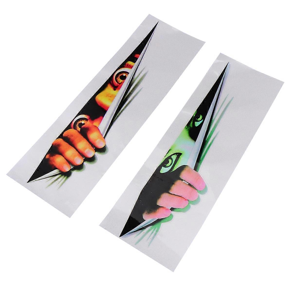 Car Exterior Decorations Funny 3D Eyes Decal PVC Material Assorted Color 22x5x0.1cm Easy to Paste and Remove 2Pcs