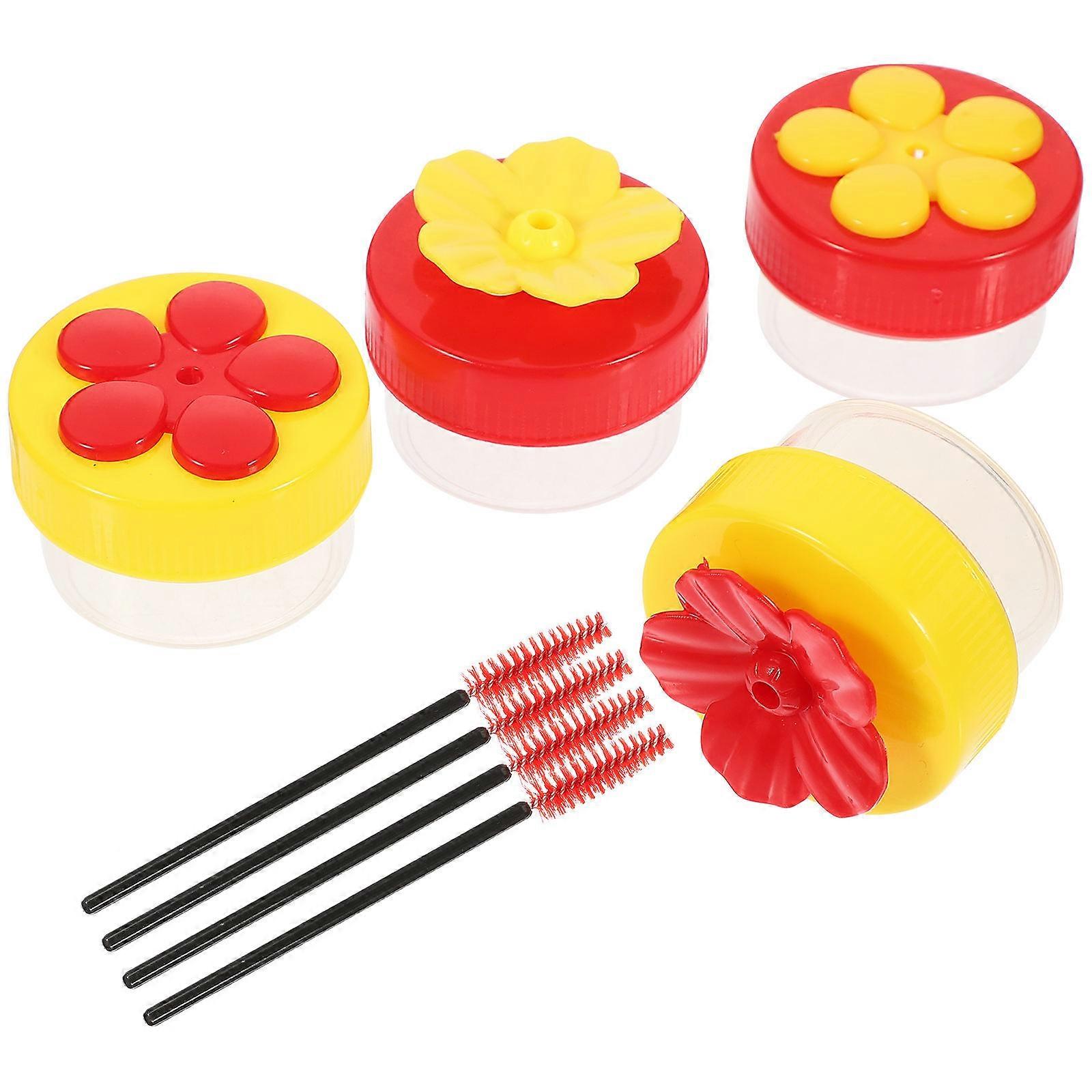 Colorful Plastic Bird Feeder Set with Cleaning Brush for Outdoor Garden and Backyard Wildlife Durable and Practical Use