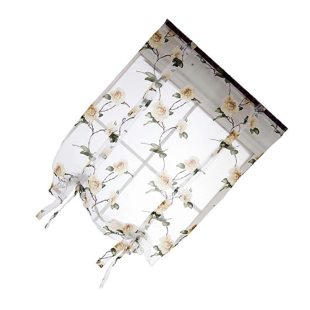 Rectangulaire Stores Romains Transparents Conception Florale pour Salon Balcon Chambre 1.4 x 1.6m Jaune 1Pcs