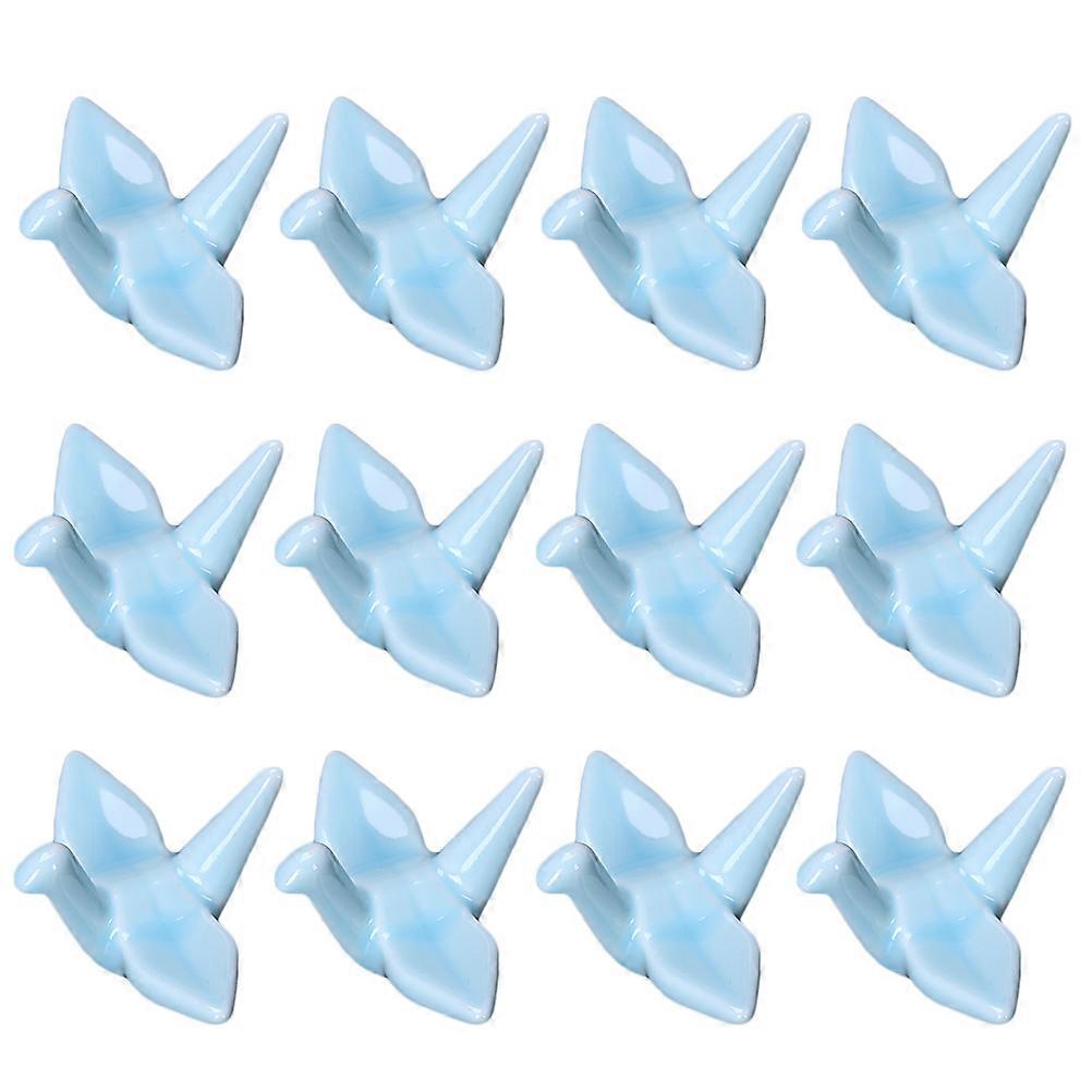 Blue Ceramic Chopstick Rest Holder with Paper – 12pcs Set for Tableware Decoration, Household & Banquet Use