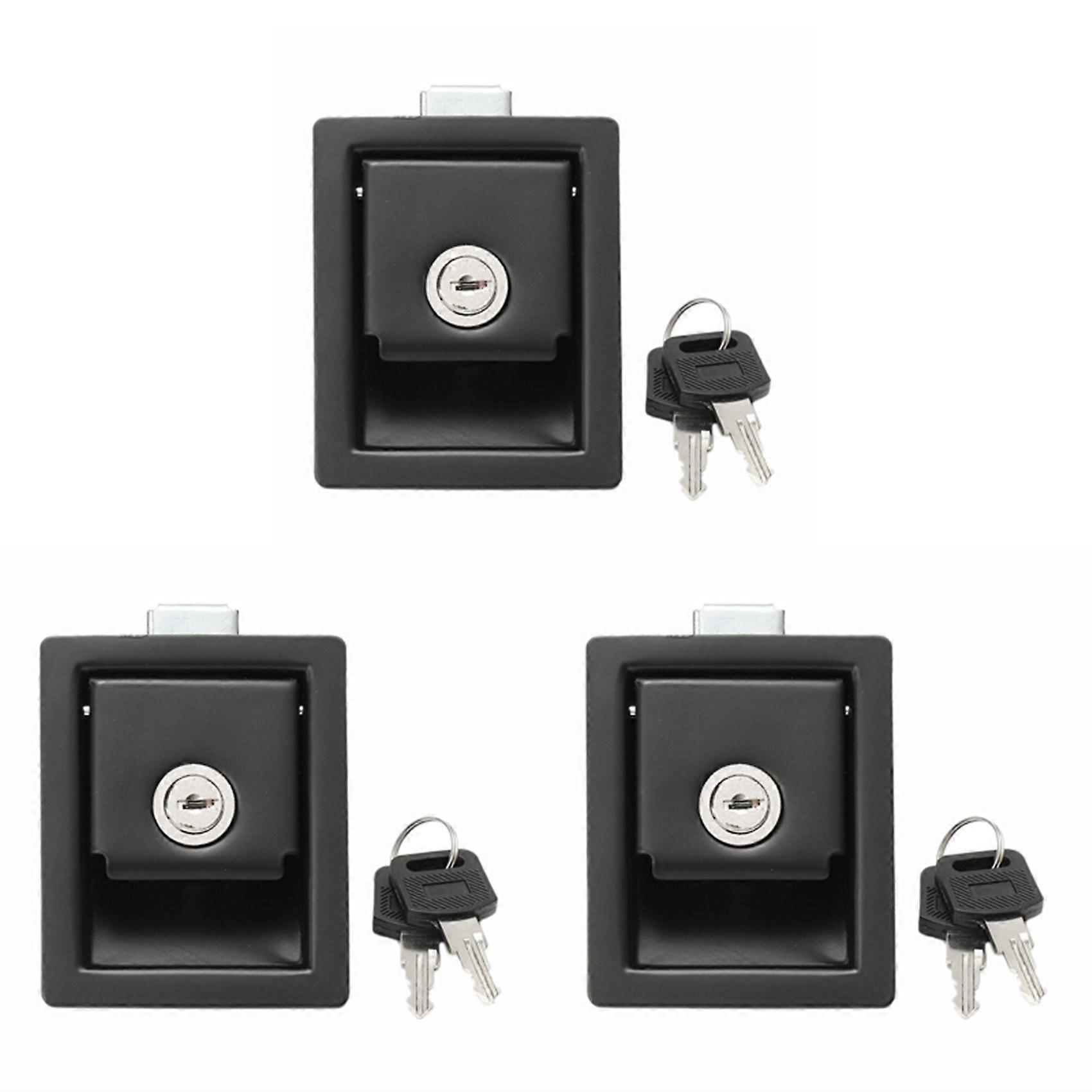 3X Rv Car Paddle Entry Door Lock Latch Handle Knob -Trailer Pull Type Panel Door Lock