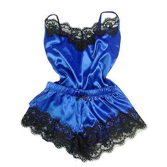 Nightdress Set Bow Lace Stitching Soft Adjustable Strap Vest Loose Shorts Set for Bedroom