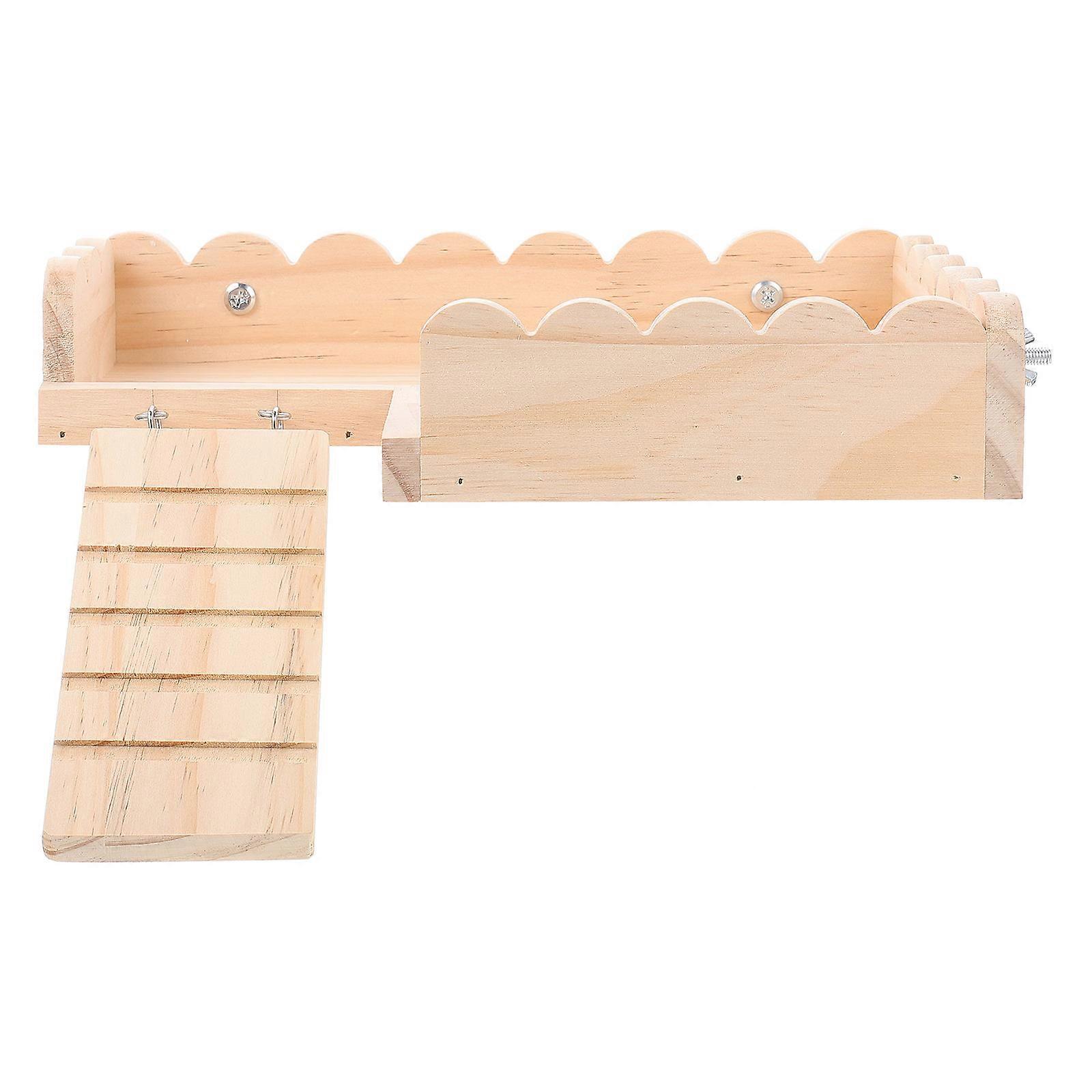Wooden Pet Platform for Small Animals Khaki Synthetic Material with Durable Design and Easy