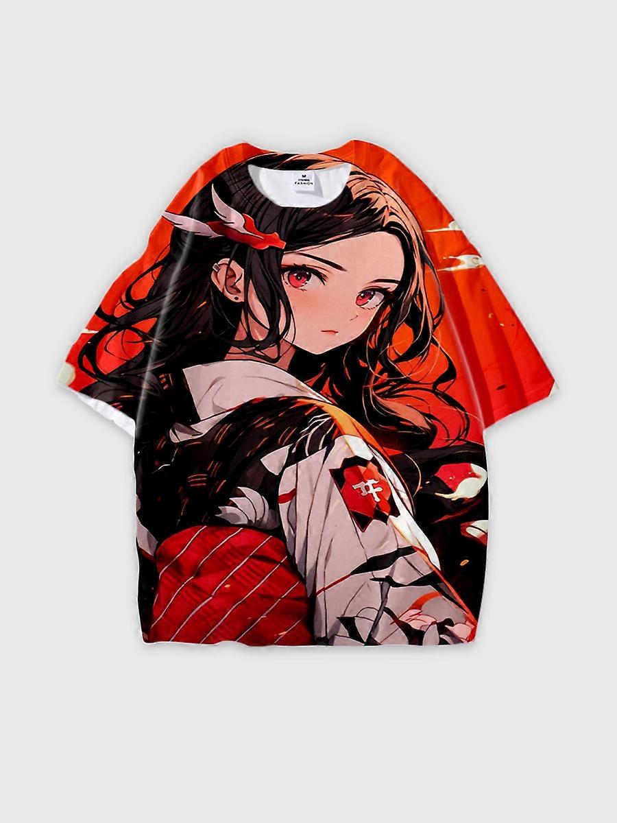 T-shirt round neck Character Pattern loose short sleeve P3180