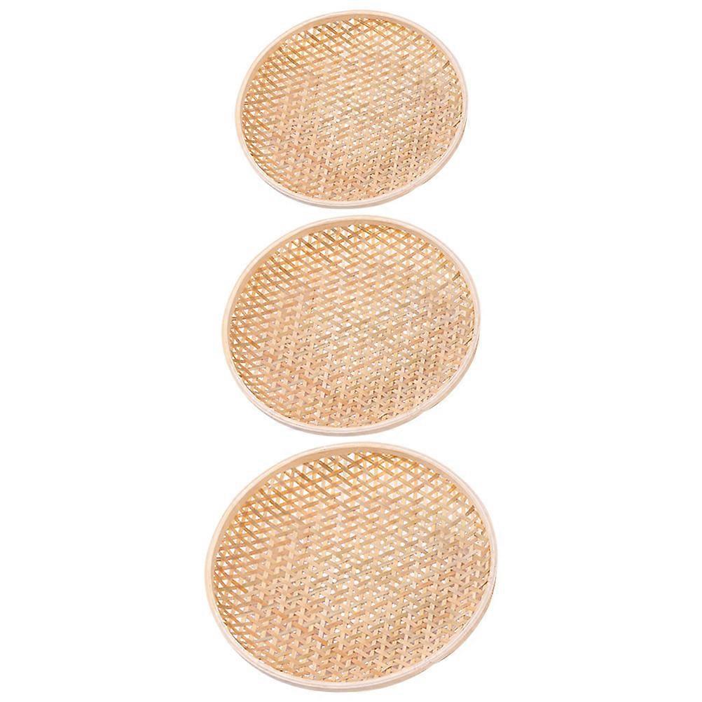 3pcs Bamboo Woven Baskets Woven Craft Basket Storage Baskets
