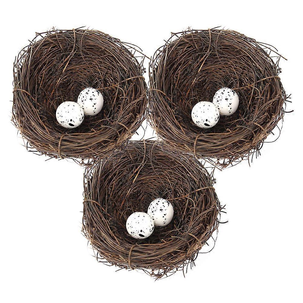 Artificial Bird Nest with Eggs for Decoration Assorted Color Vivid Shape Excellent Craftsmanship 3 Sets