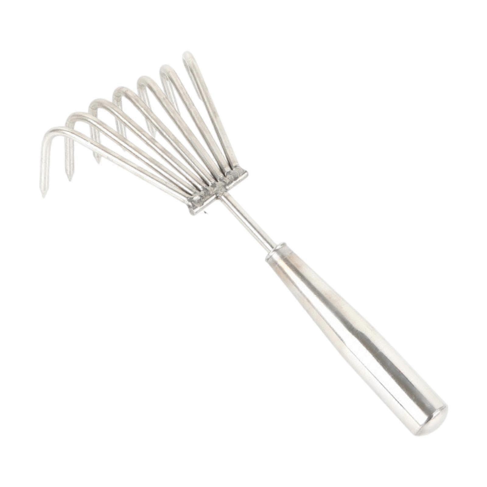 Cultivator with handle for backyard gardening, 7 tines