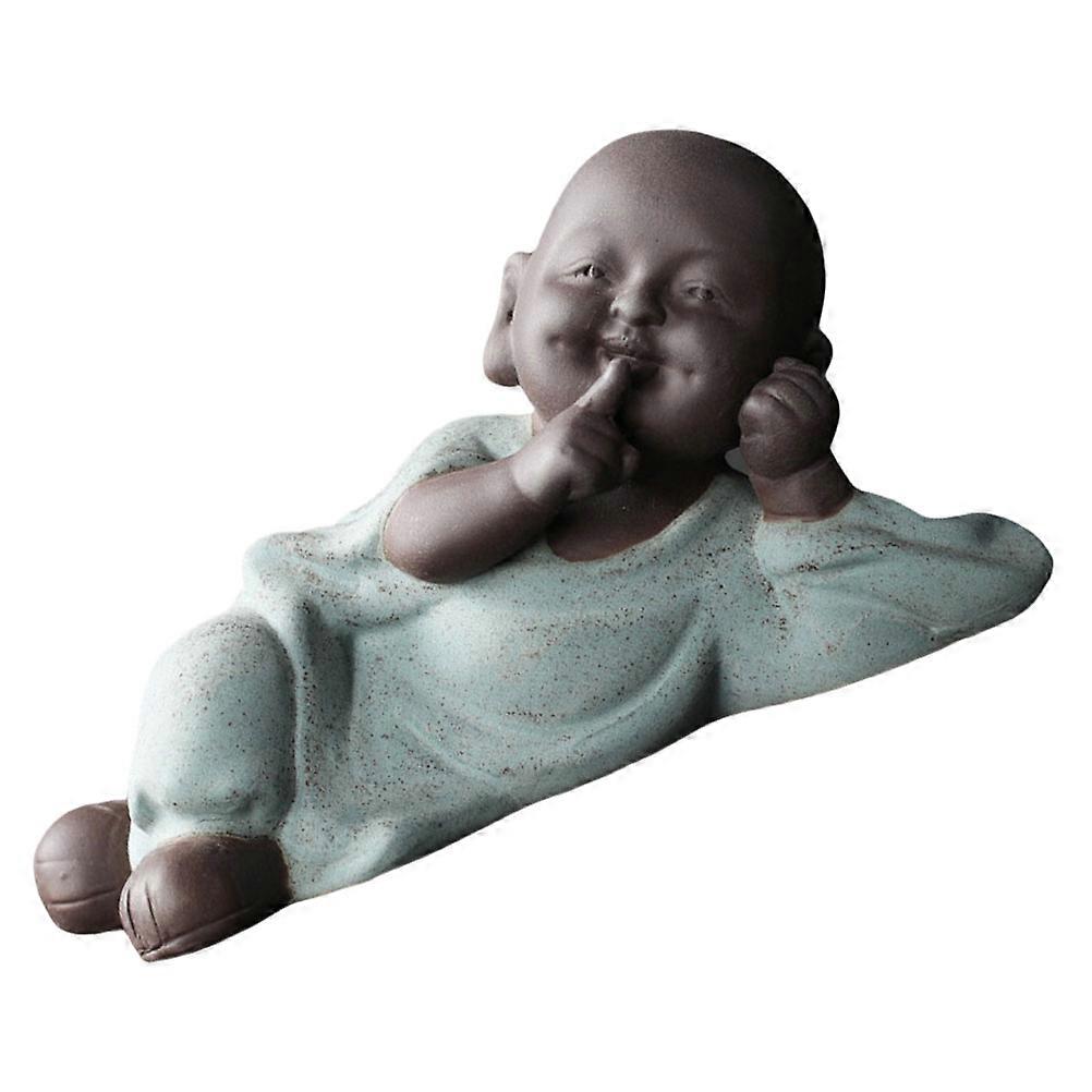 Adorable Small Monk Figurine for Tea Rooms and Home Office – Zen Style Decorative Ornament with Fine Craftsmanship